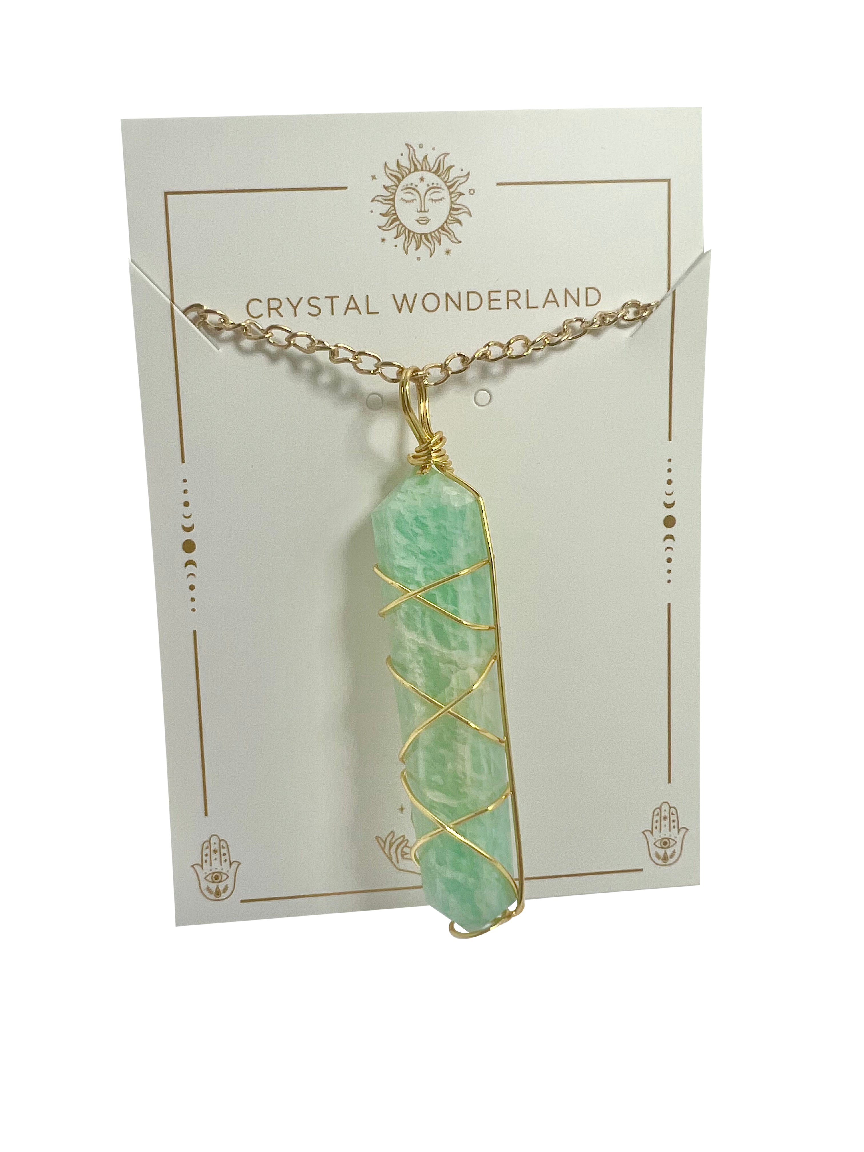 Double Terminated Amazonite Gold Pendant