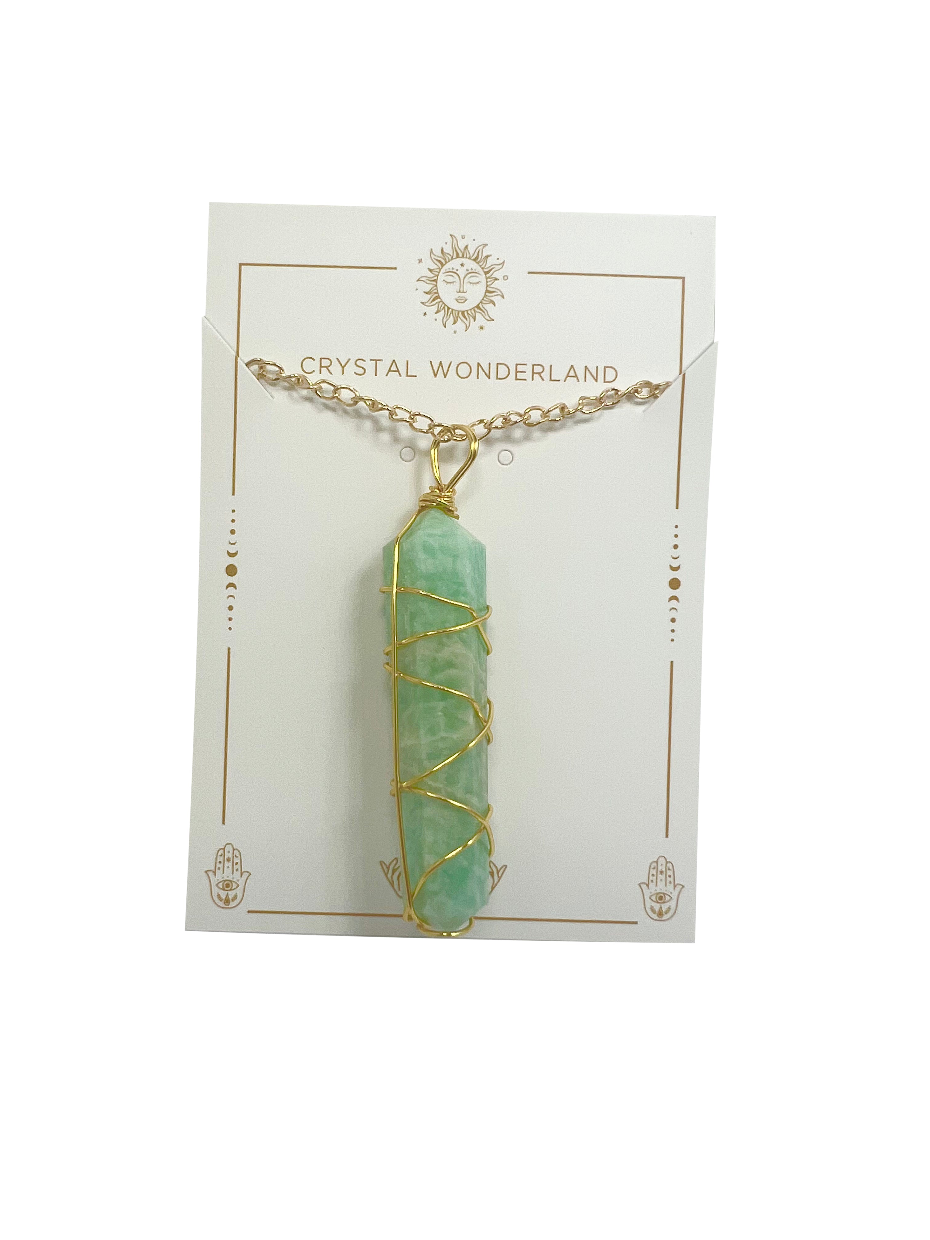 Double Terminated Amazonite Gold Pendant