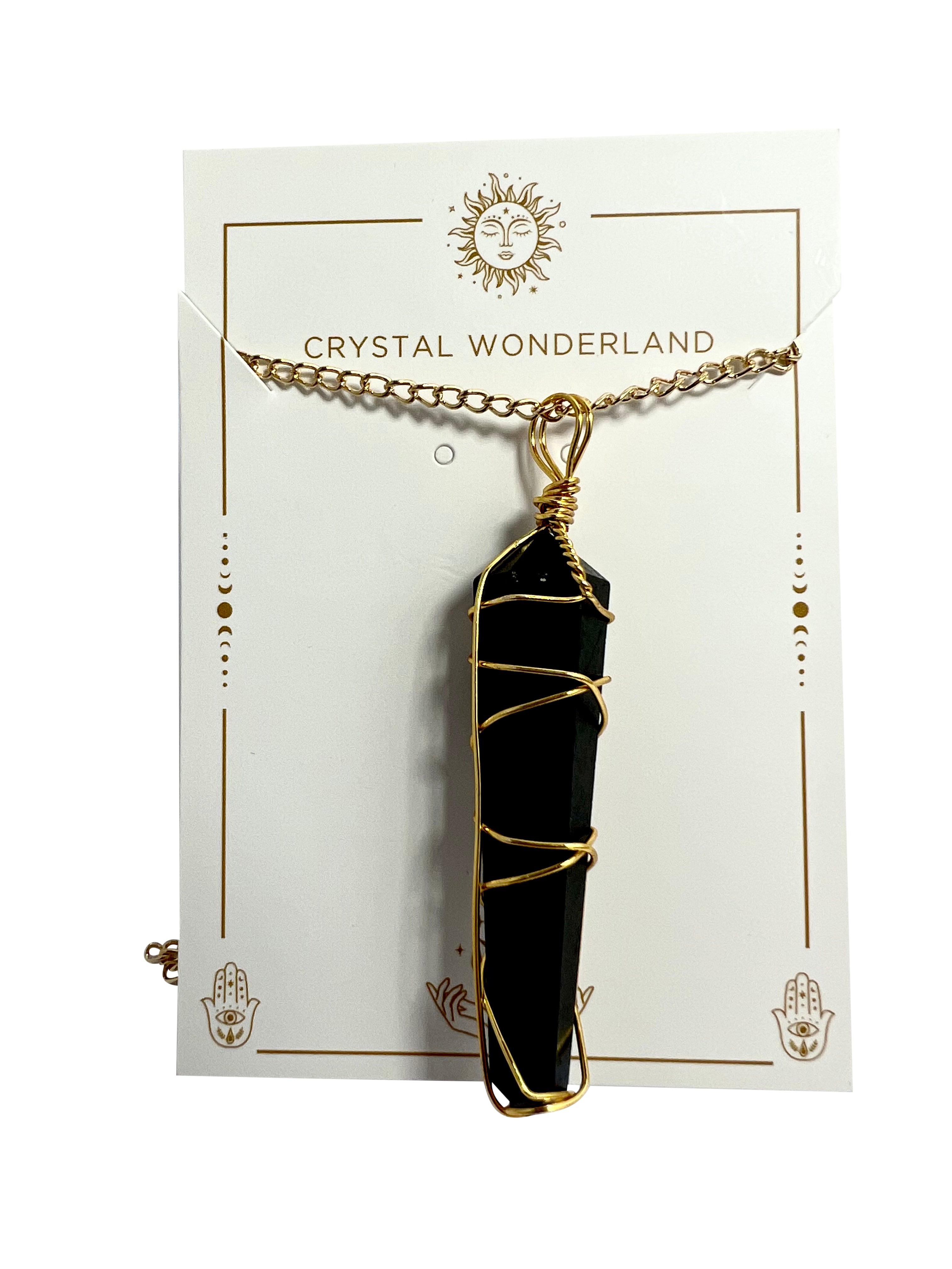 Double Terminated Black Tourmaline Gold Pendant