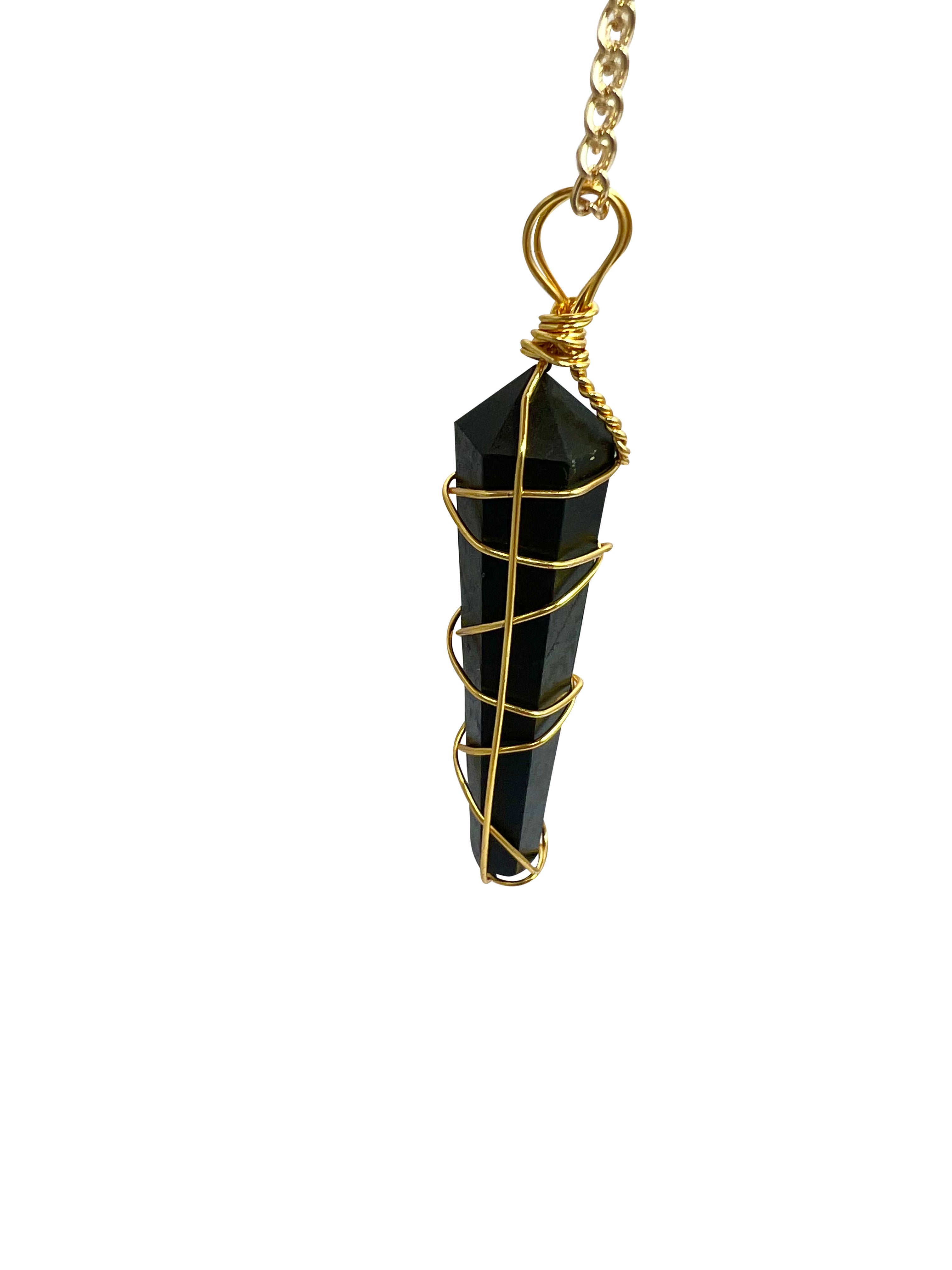 Double Terminated Black Tourmaline Gold Pendant