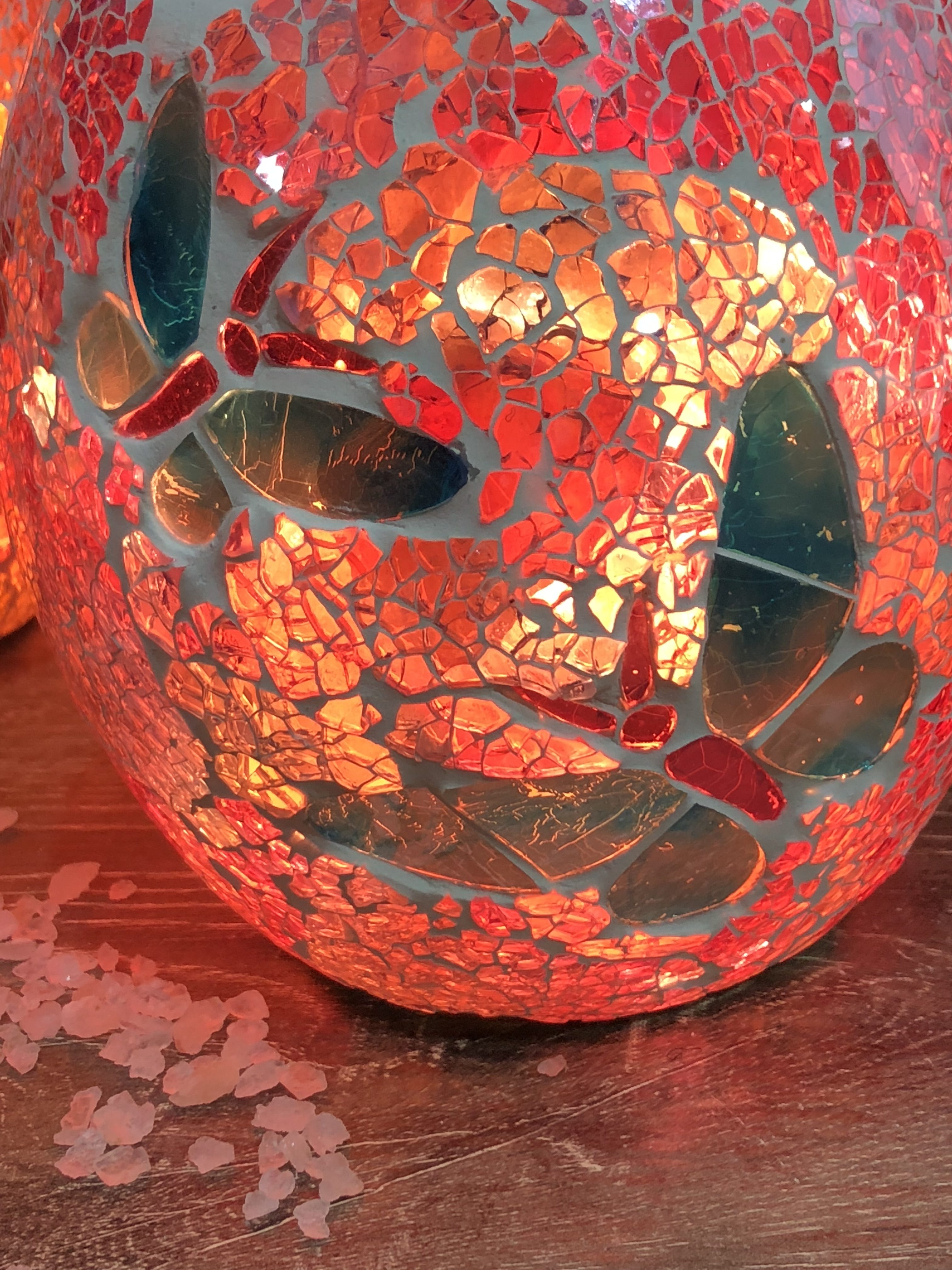 Butterfly Glass Mosaic Vase Bowl Himalayan Salt Lamp Natural