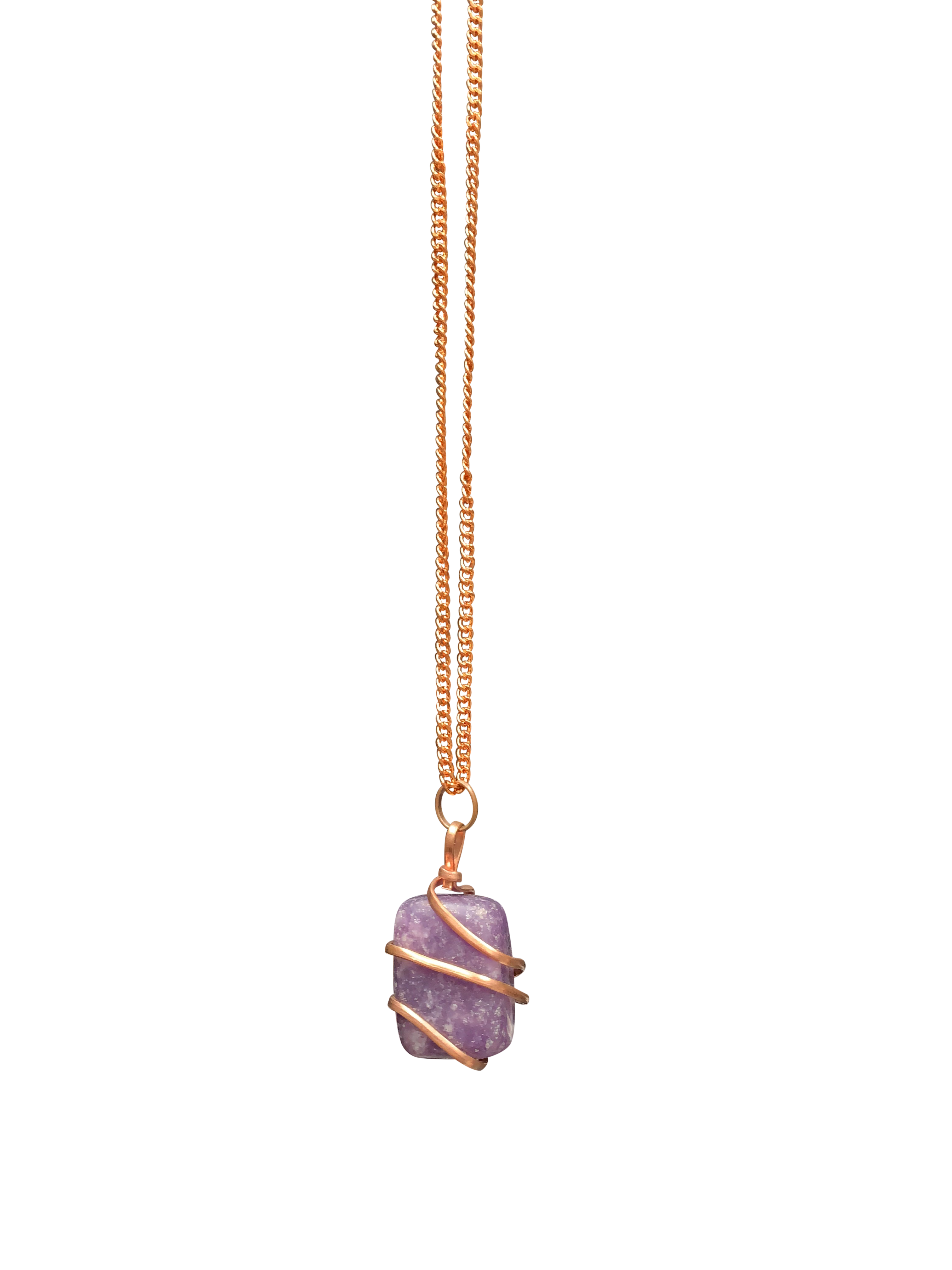 Infinity Loop Crystal Tumbled Collection Lepidolite Pendant Copper