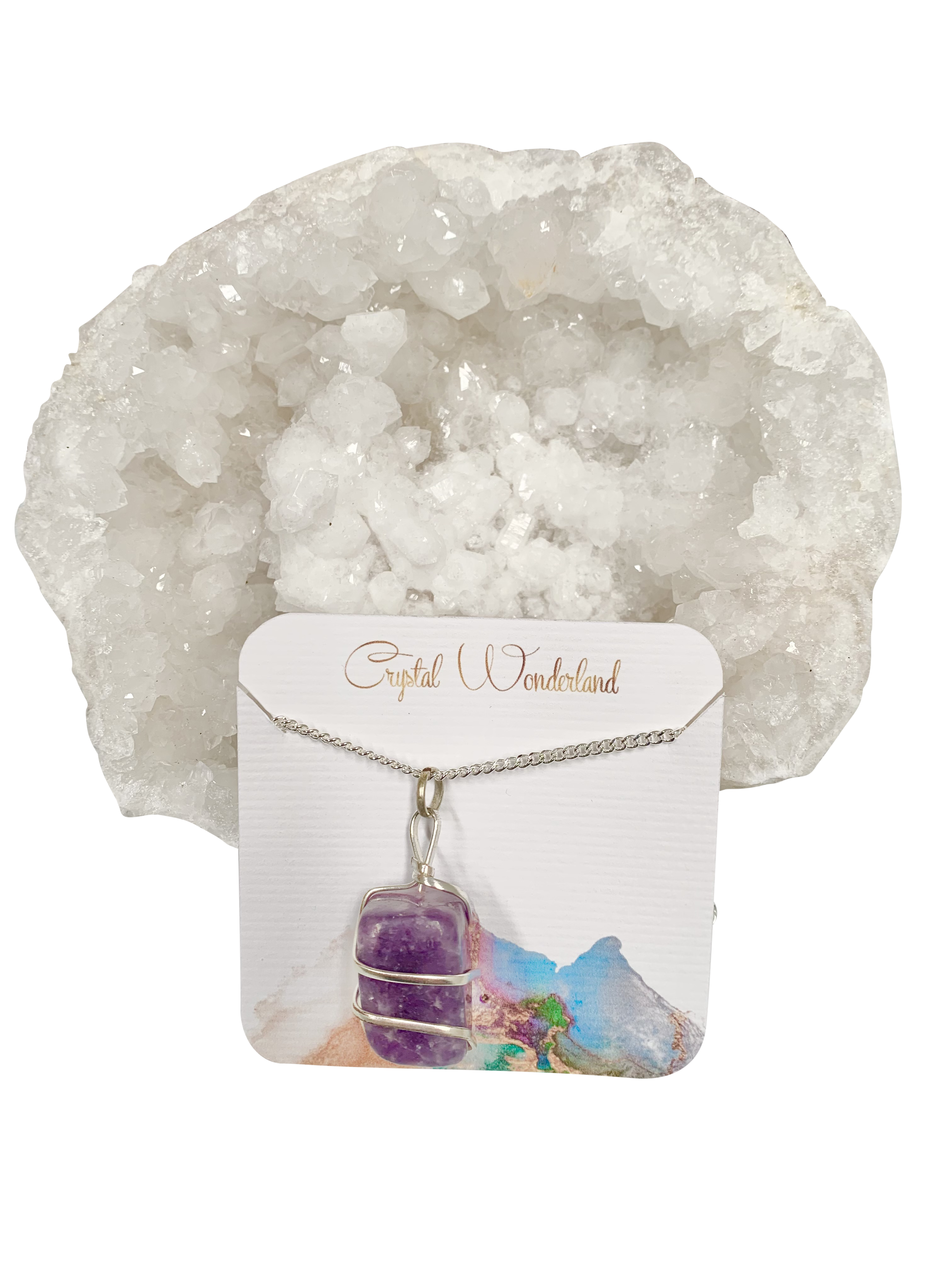 Infinity Loop Crystal Tumbled Collection Lepidolite Pendant Silver