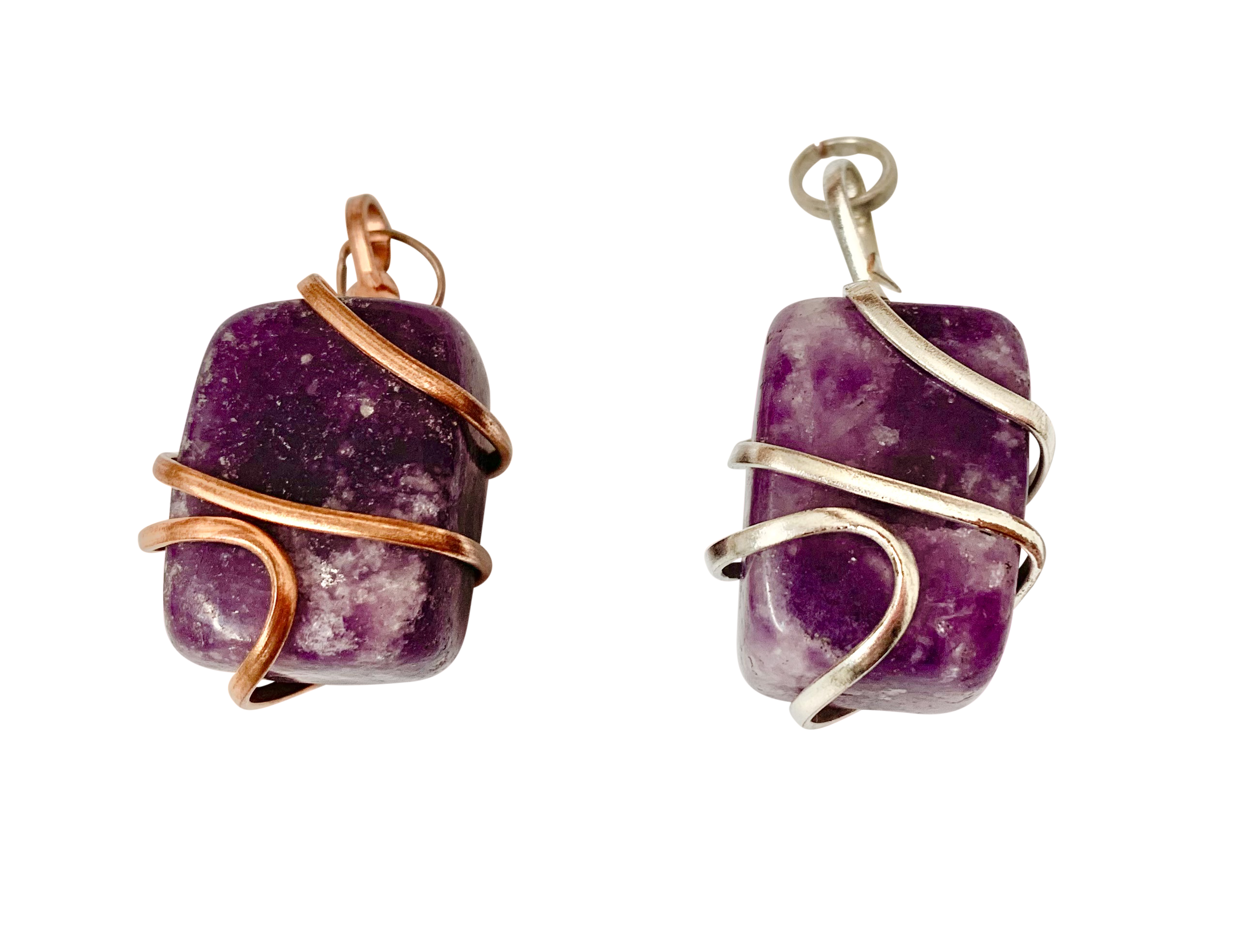 Infinity Loop Crystal Tumbled Collection Lepidolite Pendant Copper