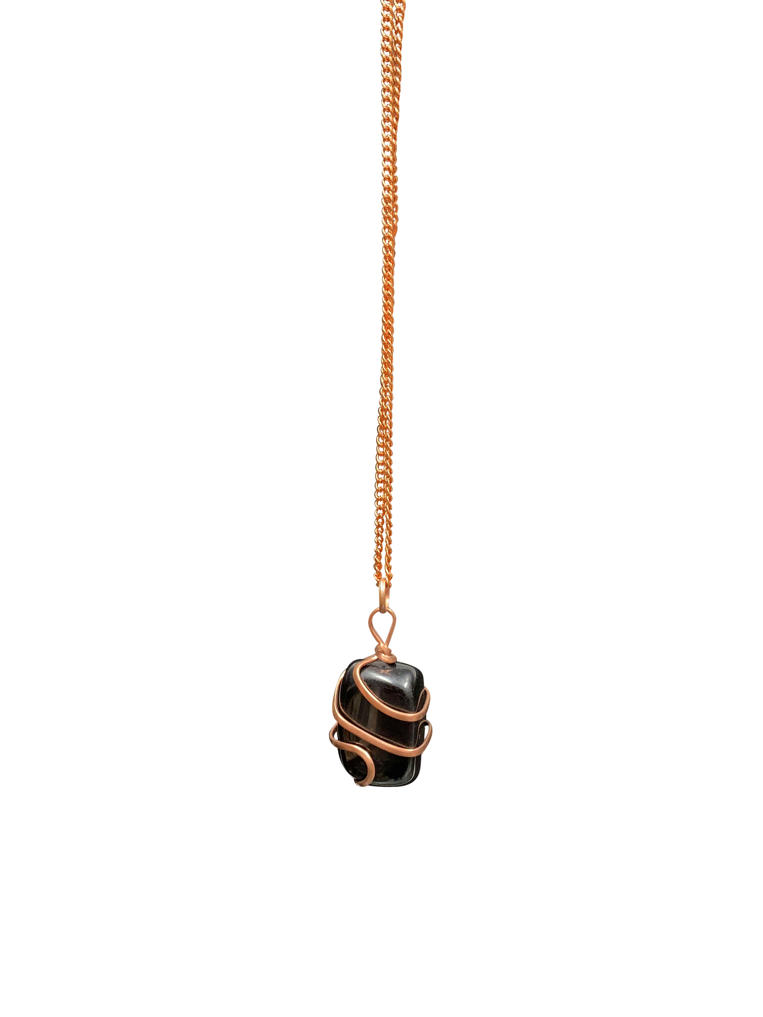 Infinity Loop Crystal Tumbled Collection Black Onyx Pendant Copper