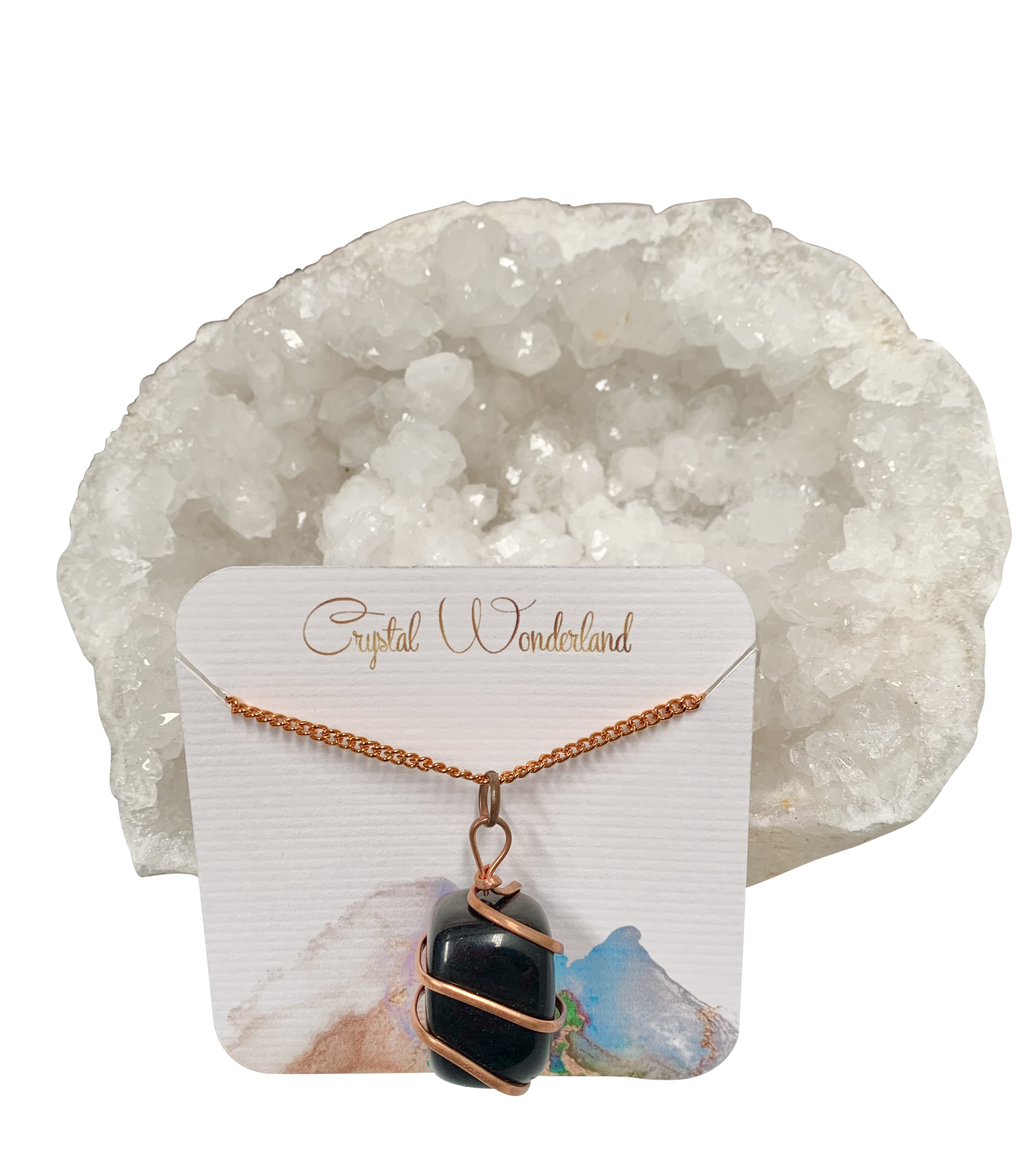 Infinity Loop Crystal Tumbled Collection Black Onyx Pendant Copper