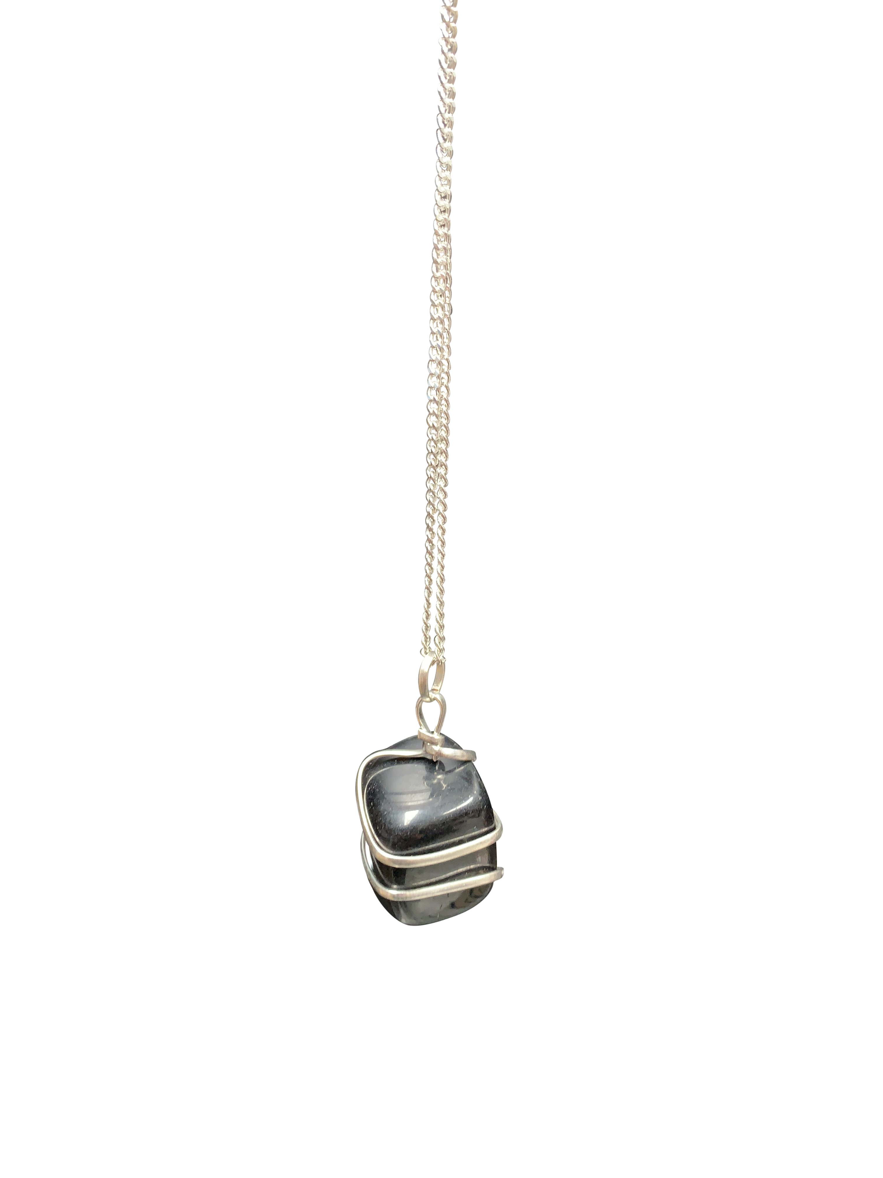 Infinity Loop Crystal Tumbled Collection Black Onyx Pendant Silver