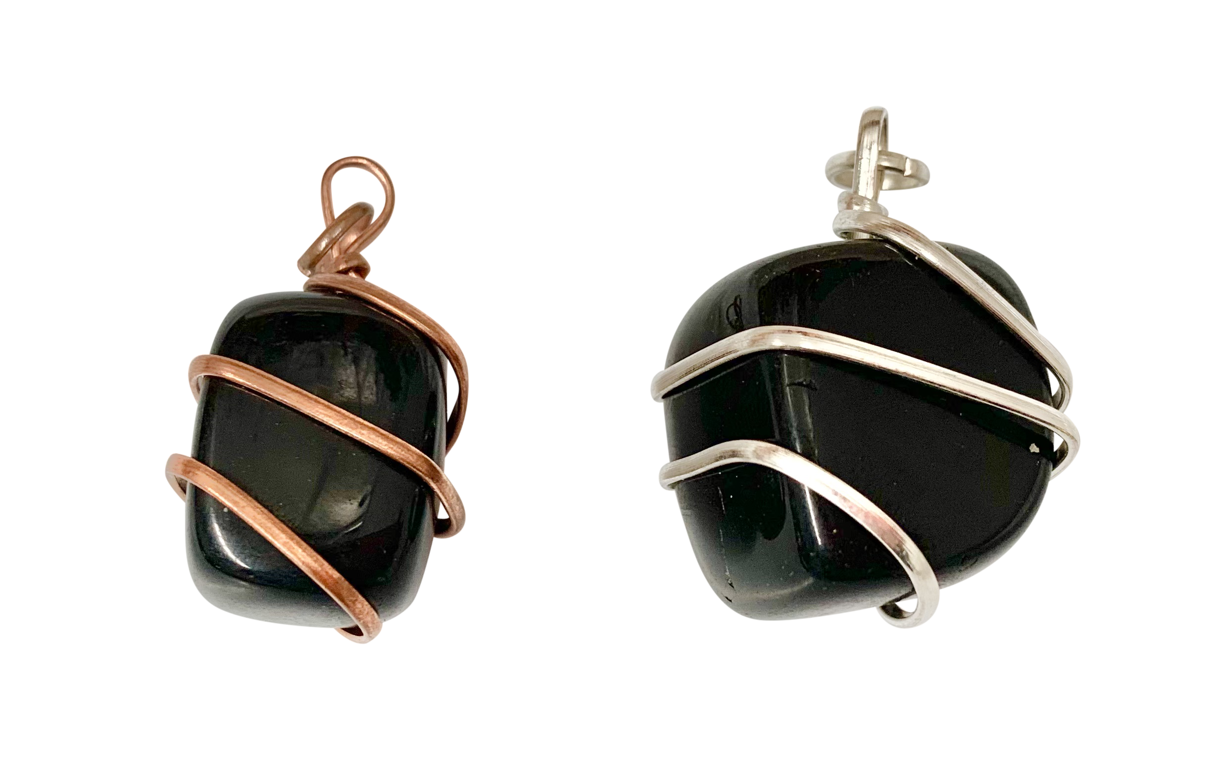 Infinity Loop Crystal Tumbled Collection Black Onyx Pendant Copper