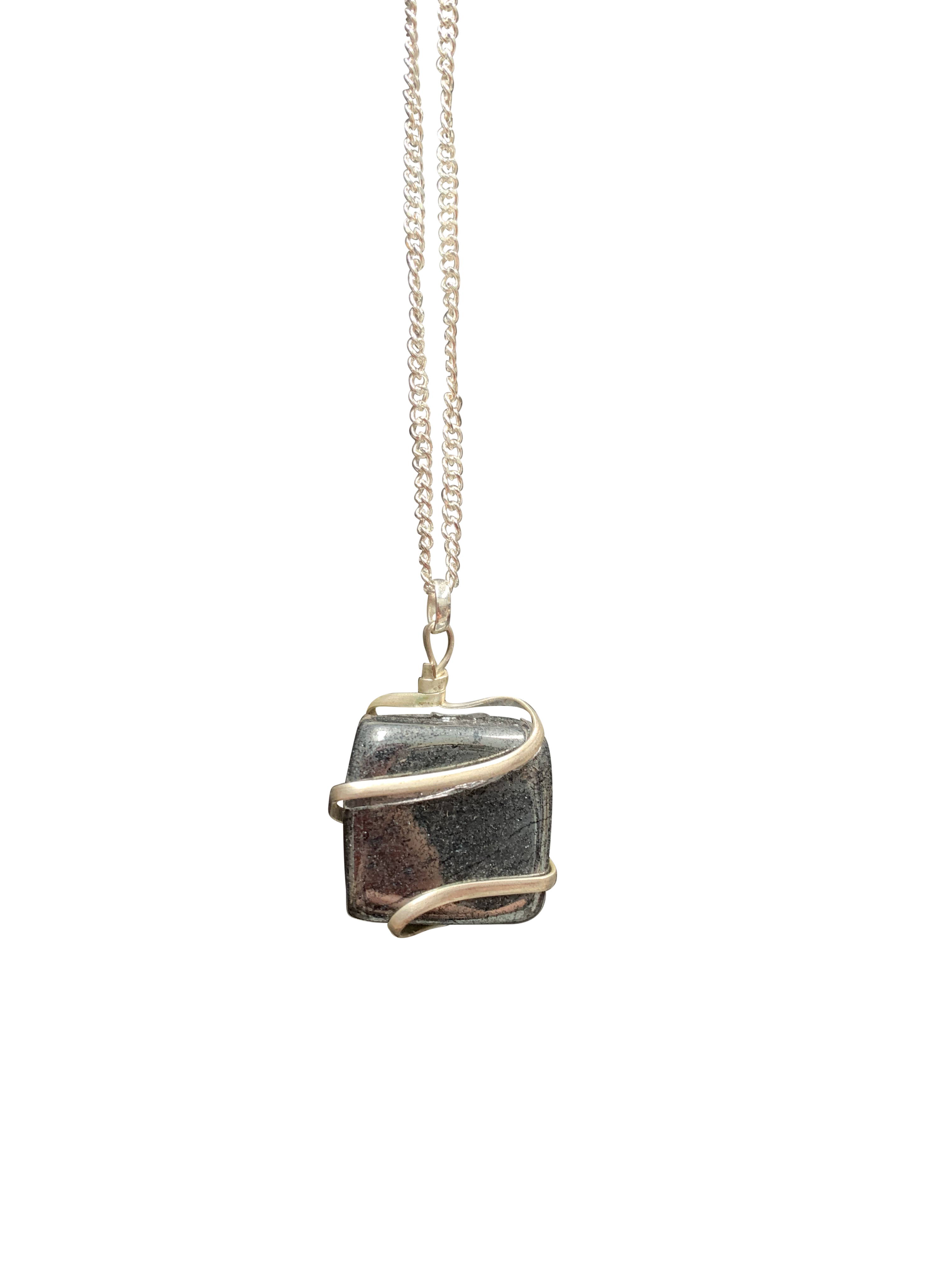 Infinity Loop Crystal Tumbled Collection Hematite Pendant Silver