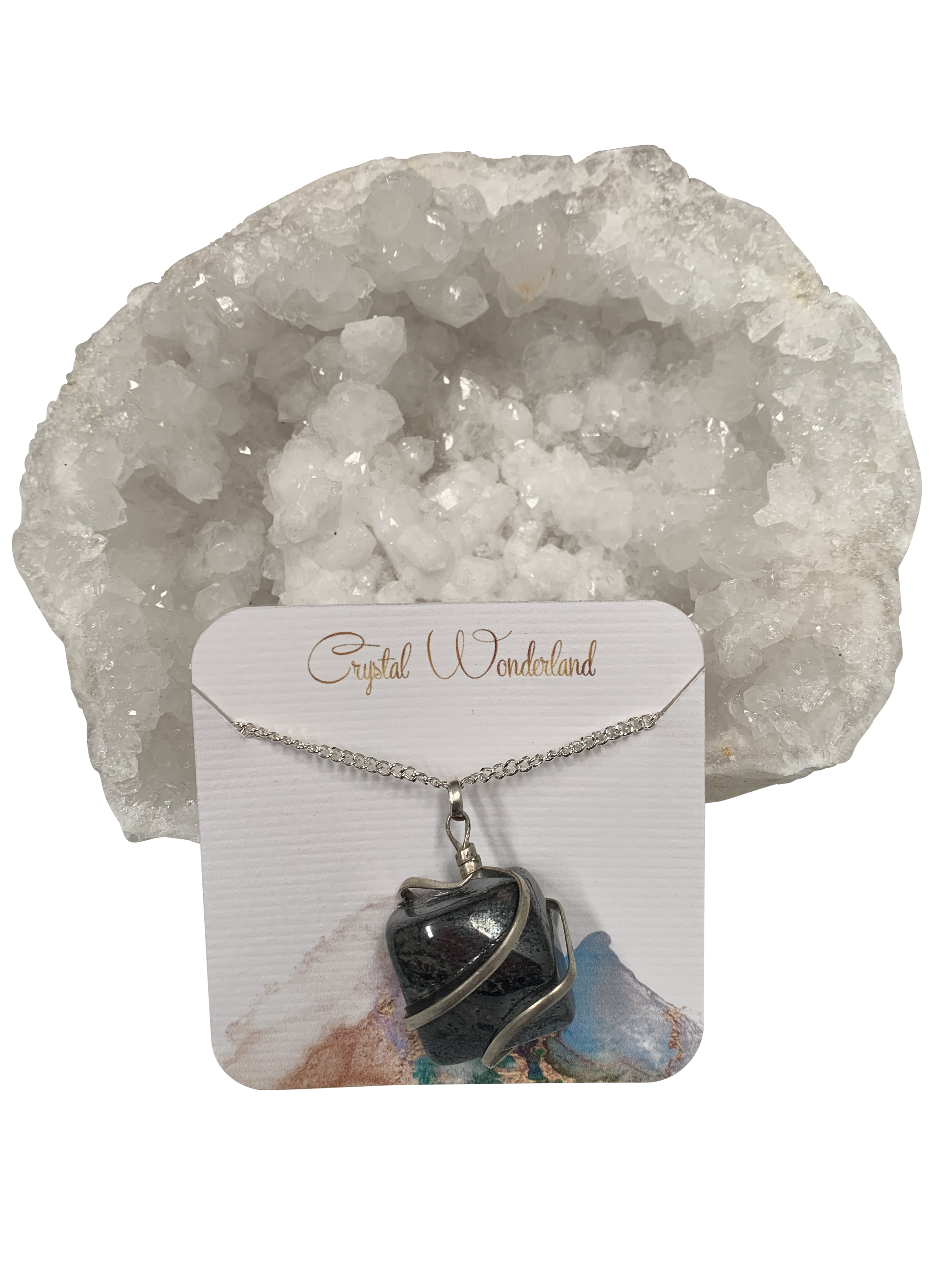 Infinity Loop Crystal Tumbled Collection Hematite Pendant Silver
