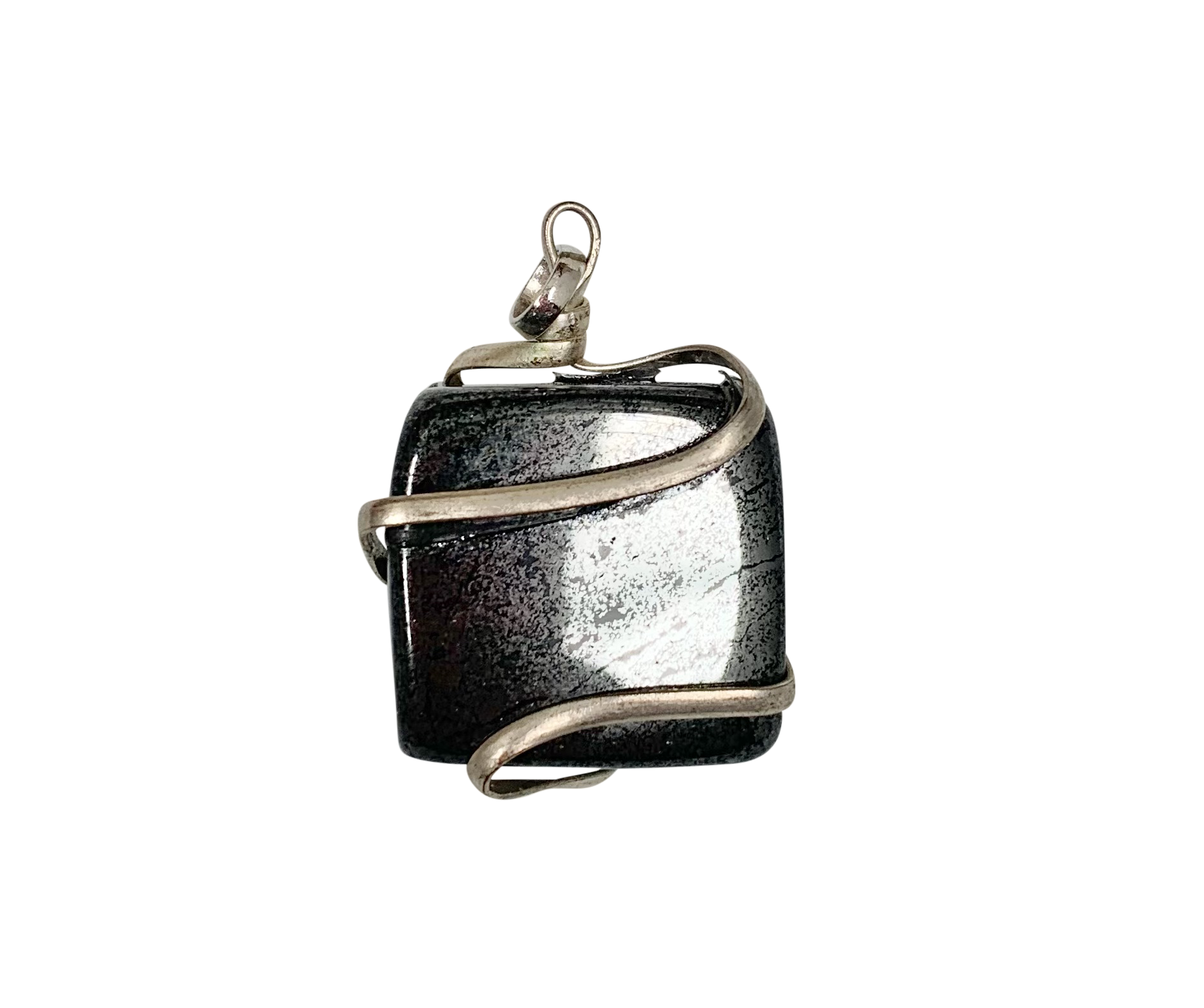 Infinity Loop Crystal Tumbled Collection Hematite Pendant Silver