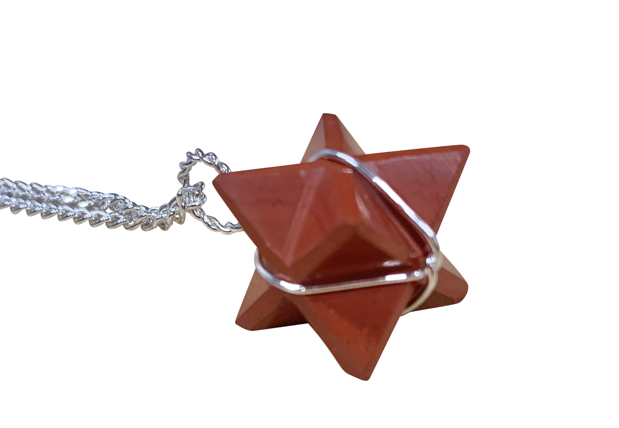 Red Jasper Merkaba Crystal Pendant Silver