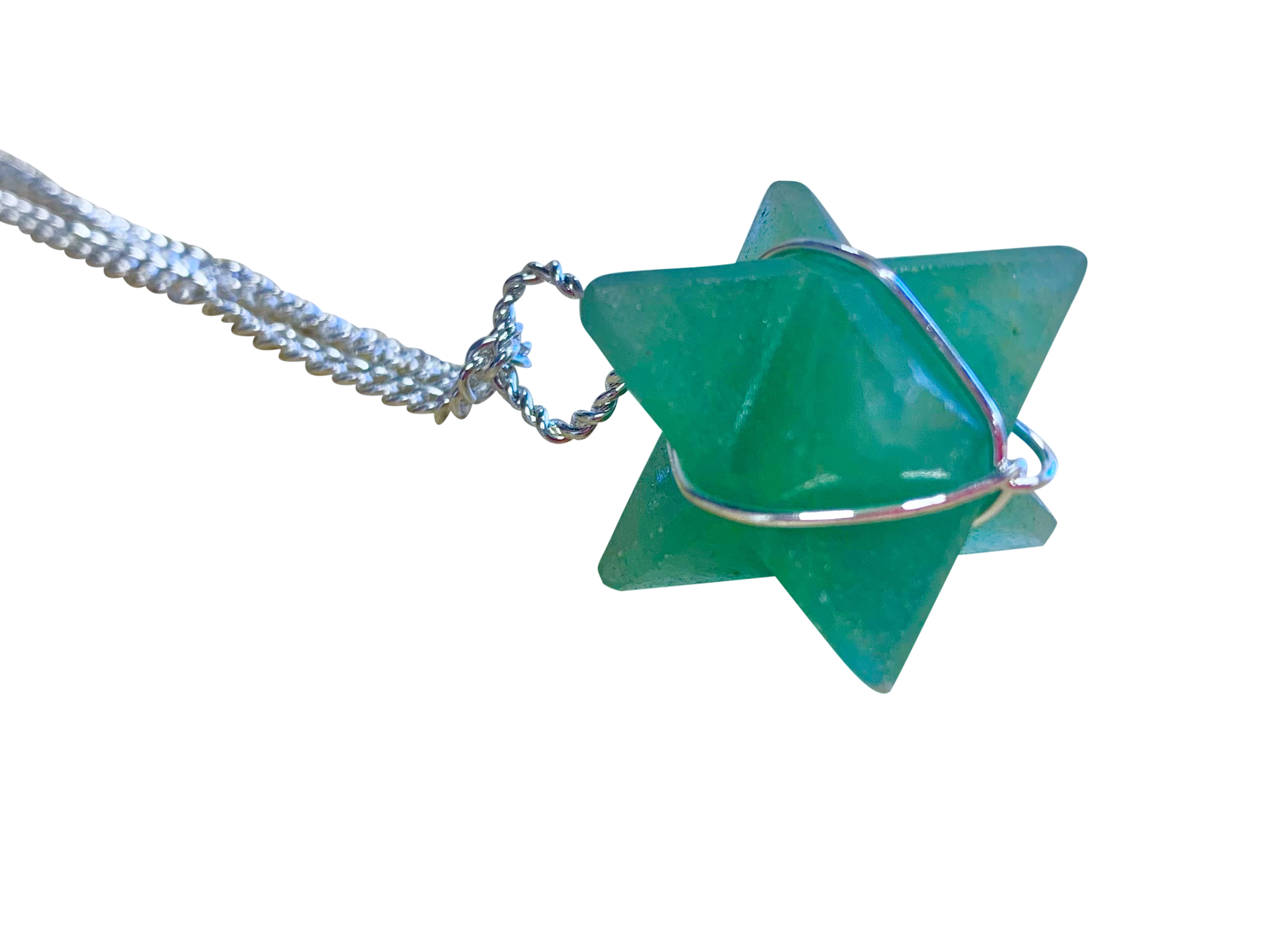 Green Aventurine Merkaba Crystal Pendant Silver