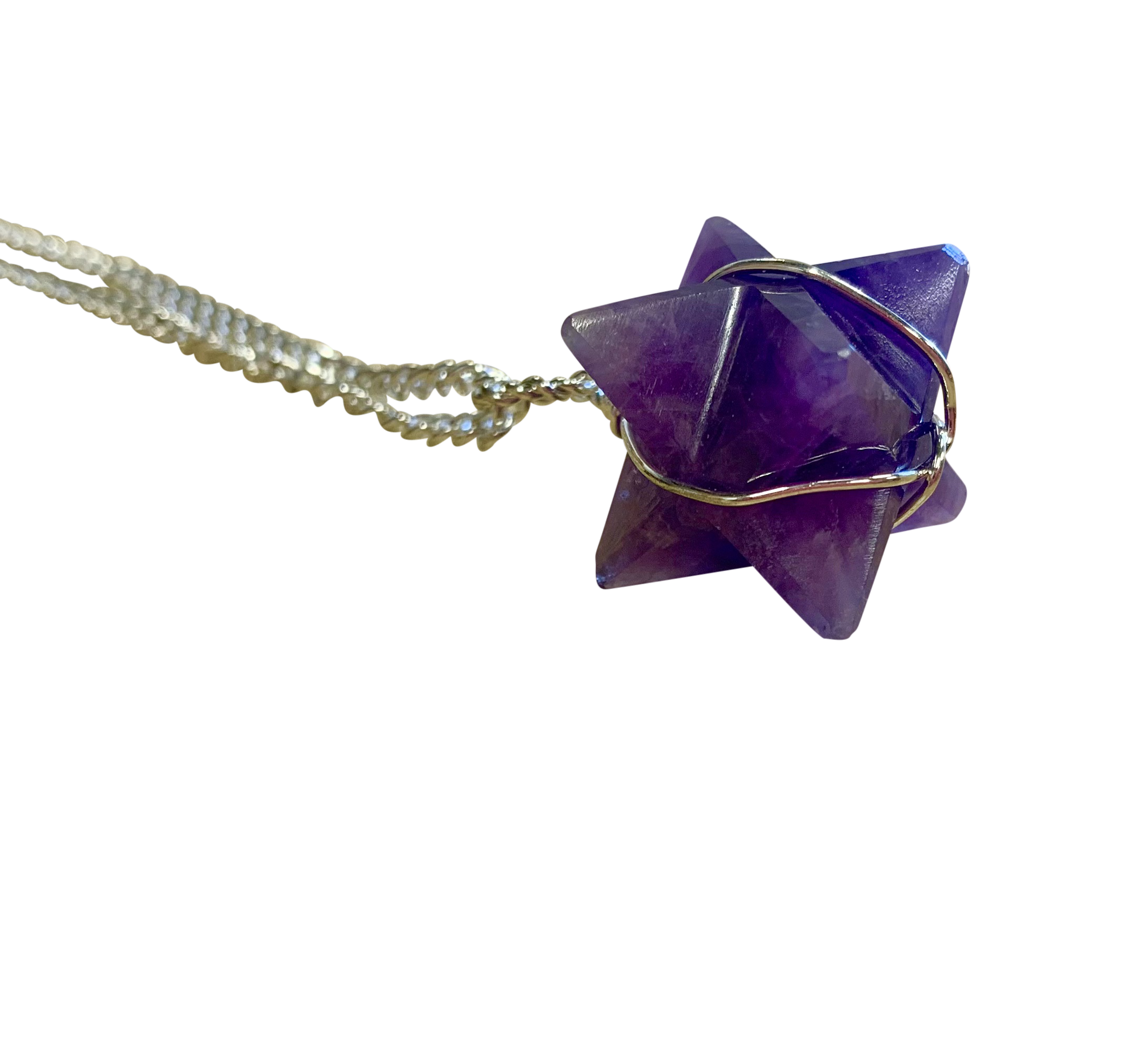 Amethyst Merkaba Crystal Pendant Silver