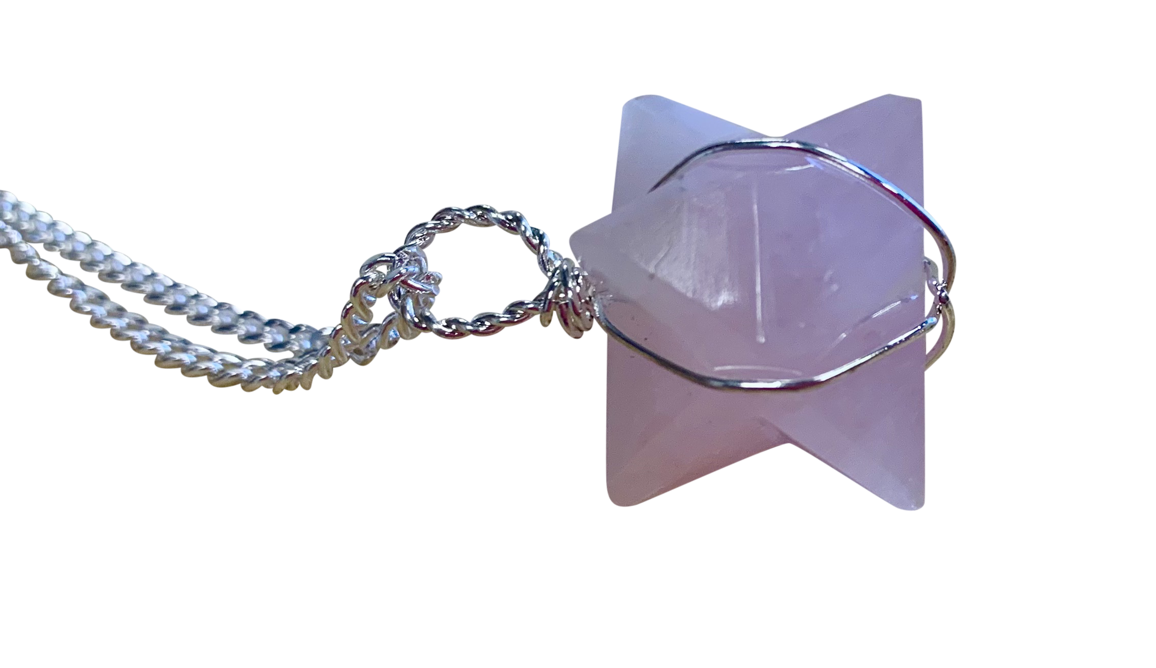 Rose Quartz Merkaba Crystal Pendant Silver