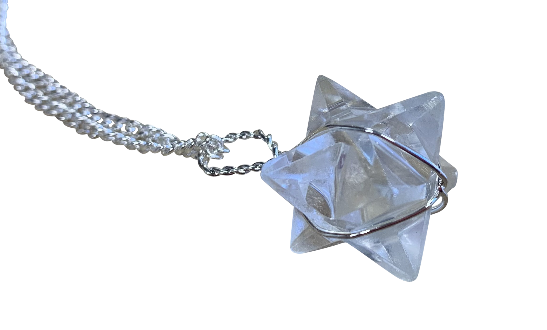 Clear Quartz Merkaba Crystal Pendant Silver
