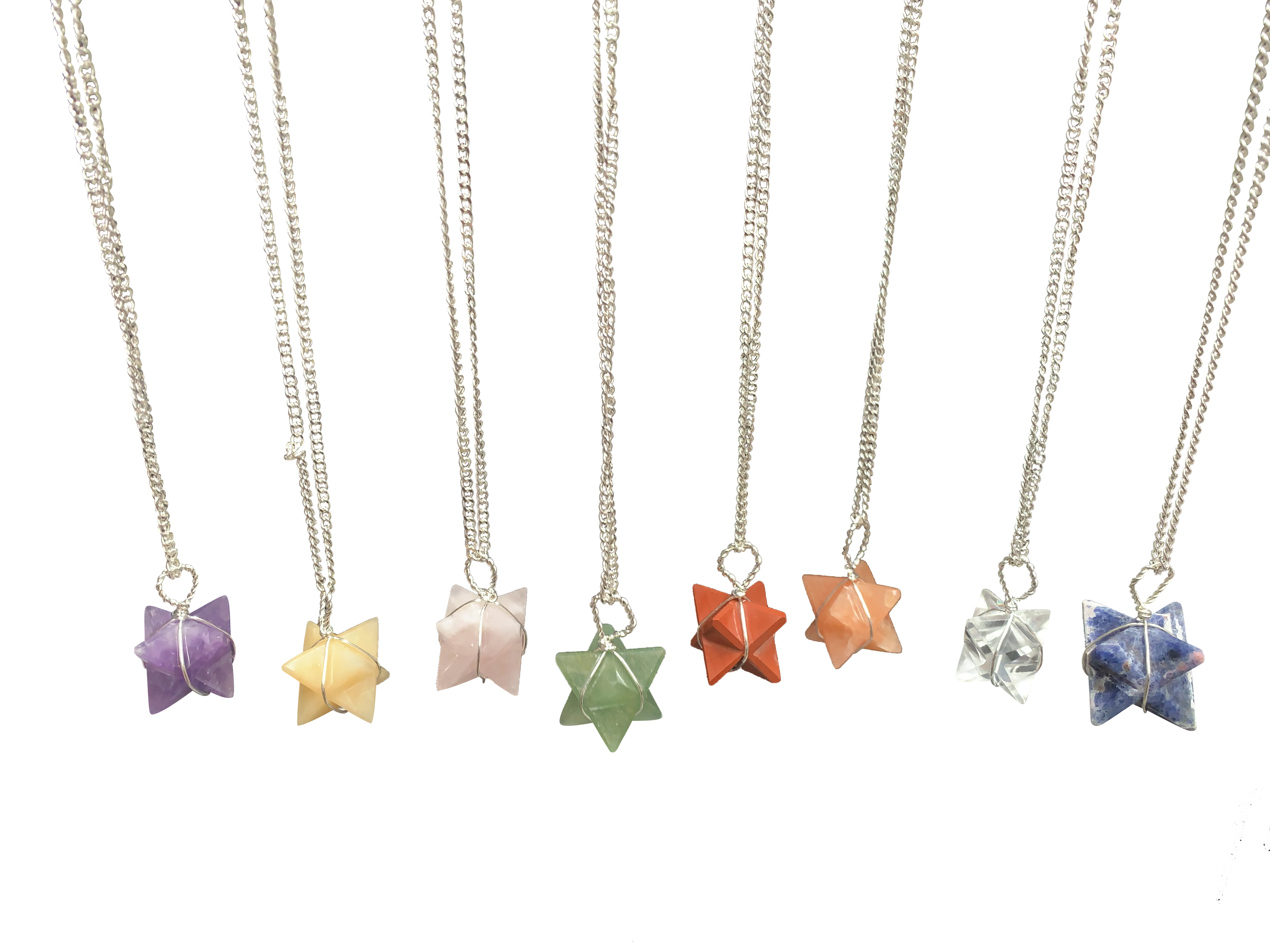 Amethyst Merkaba Crystal Pendant Silver