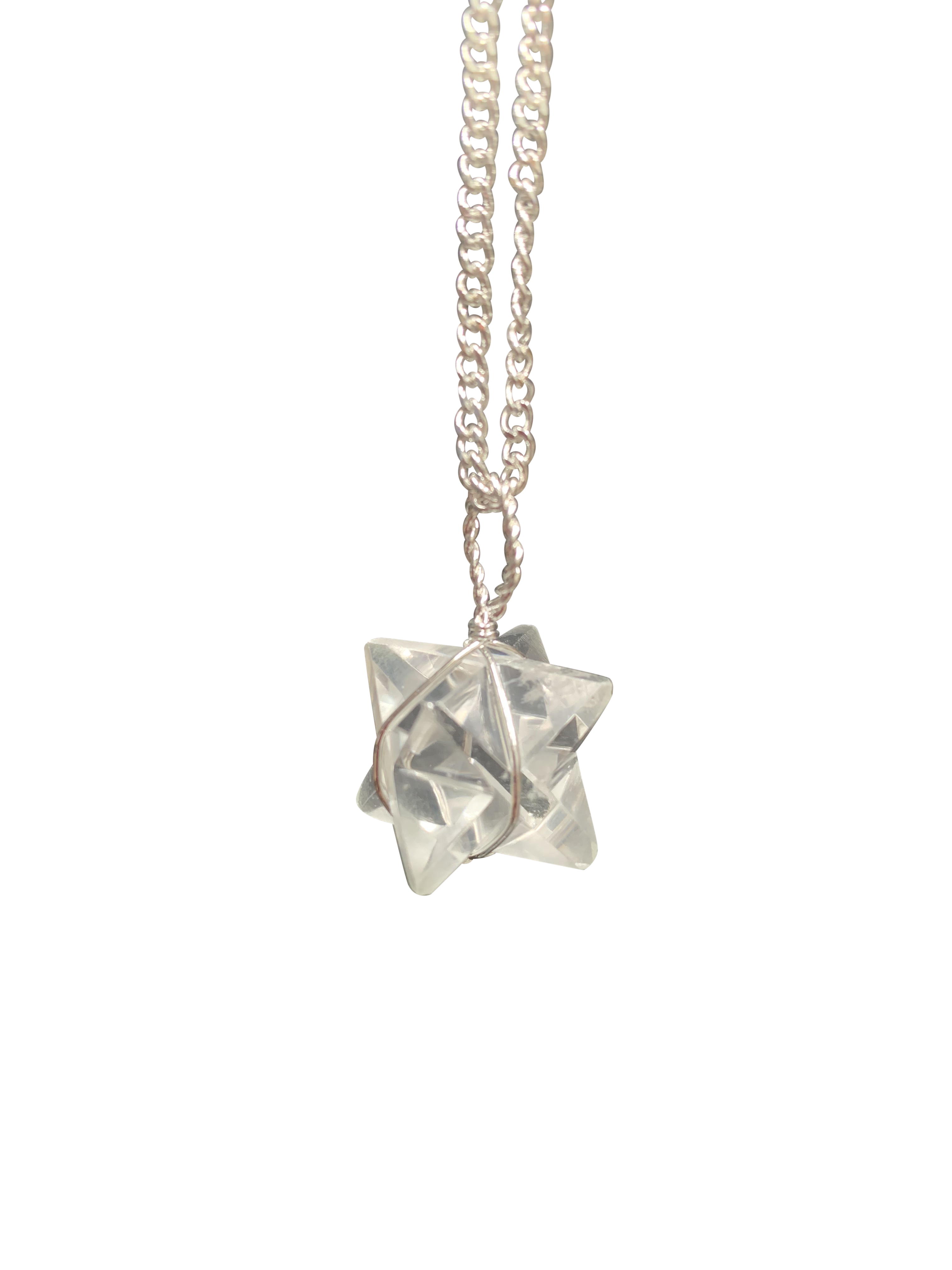 Clear Quartz Merkaba Crystal Pendant Silver