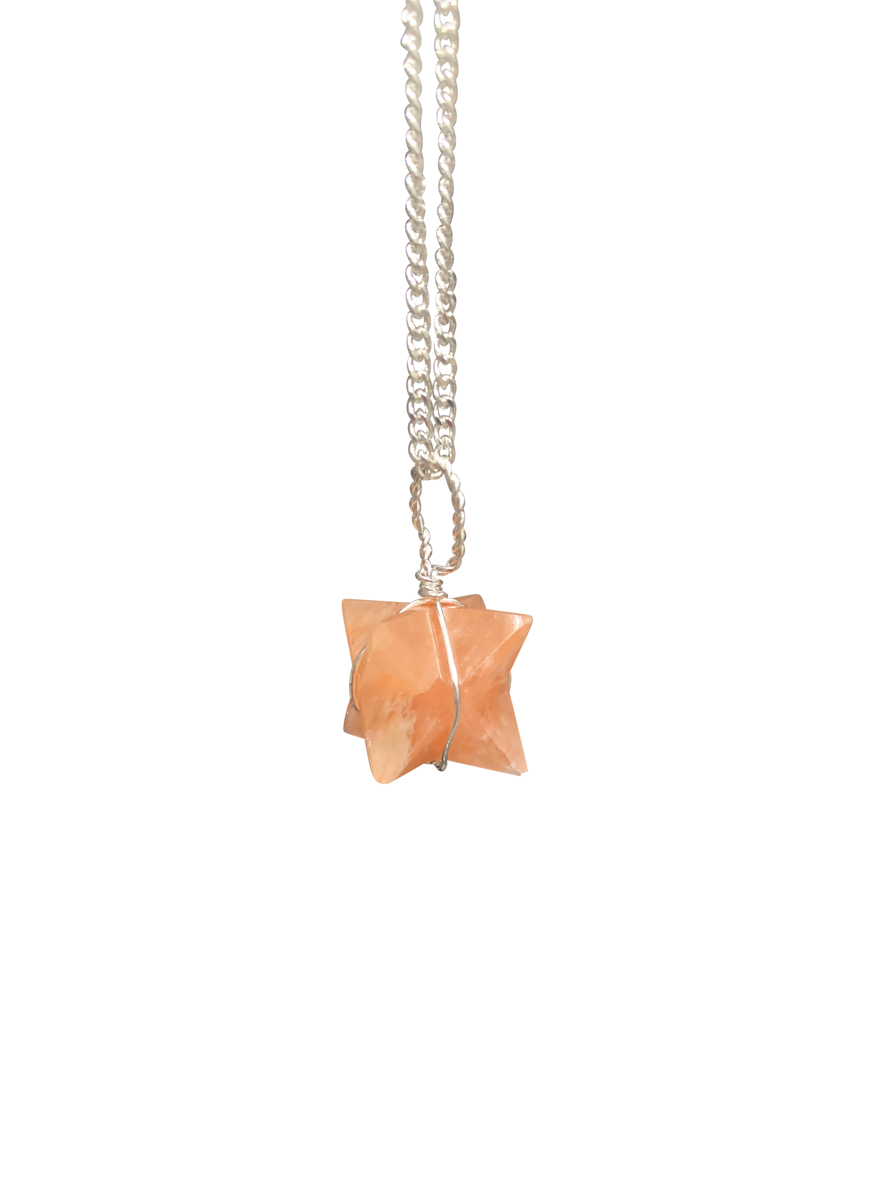 Orange Aventurine Merkaba Crystal Pendant Silver