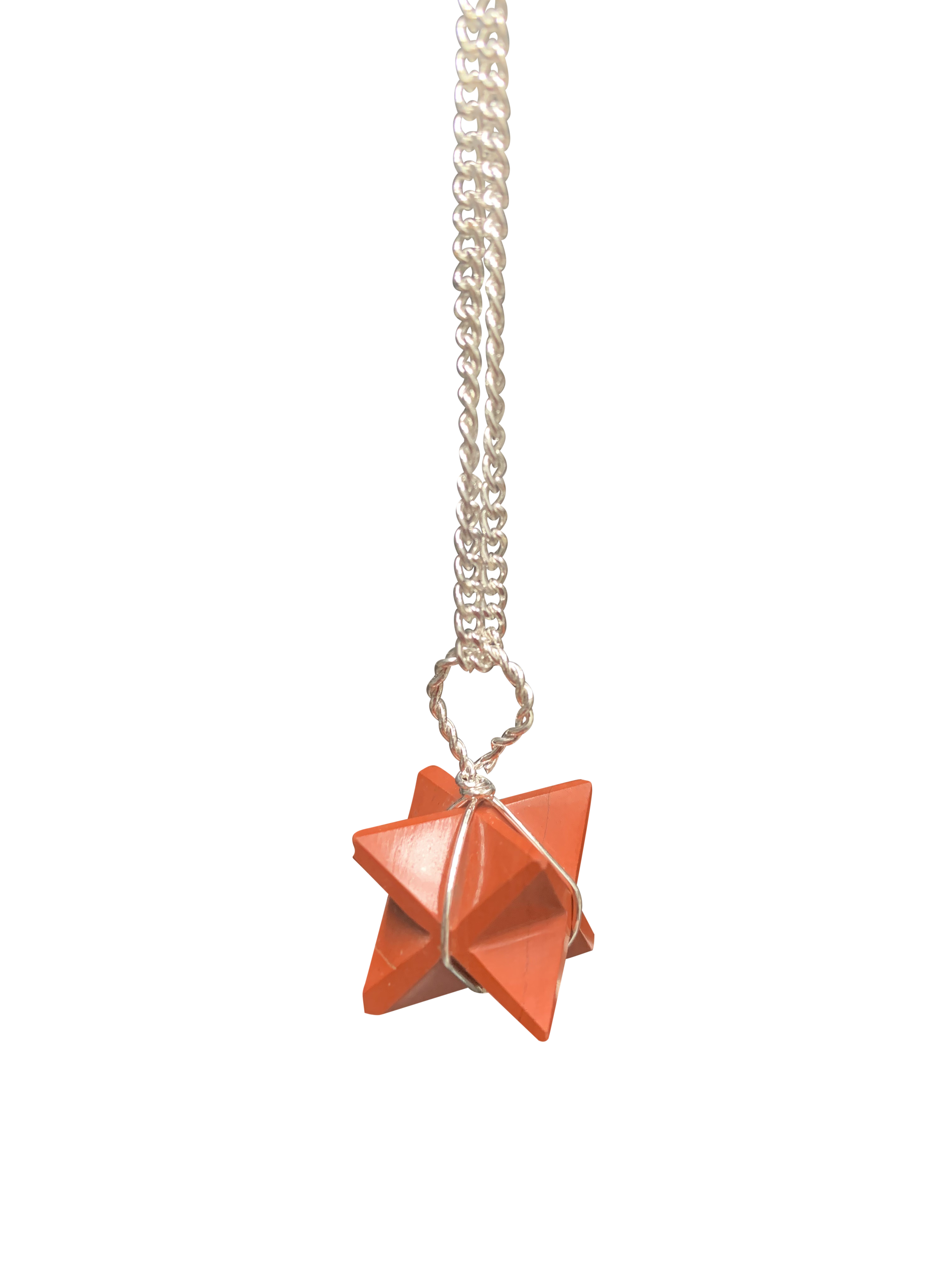 Red Jasper Merkaba Crystal Pendant Silver
