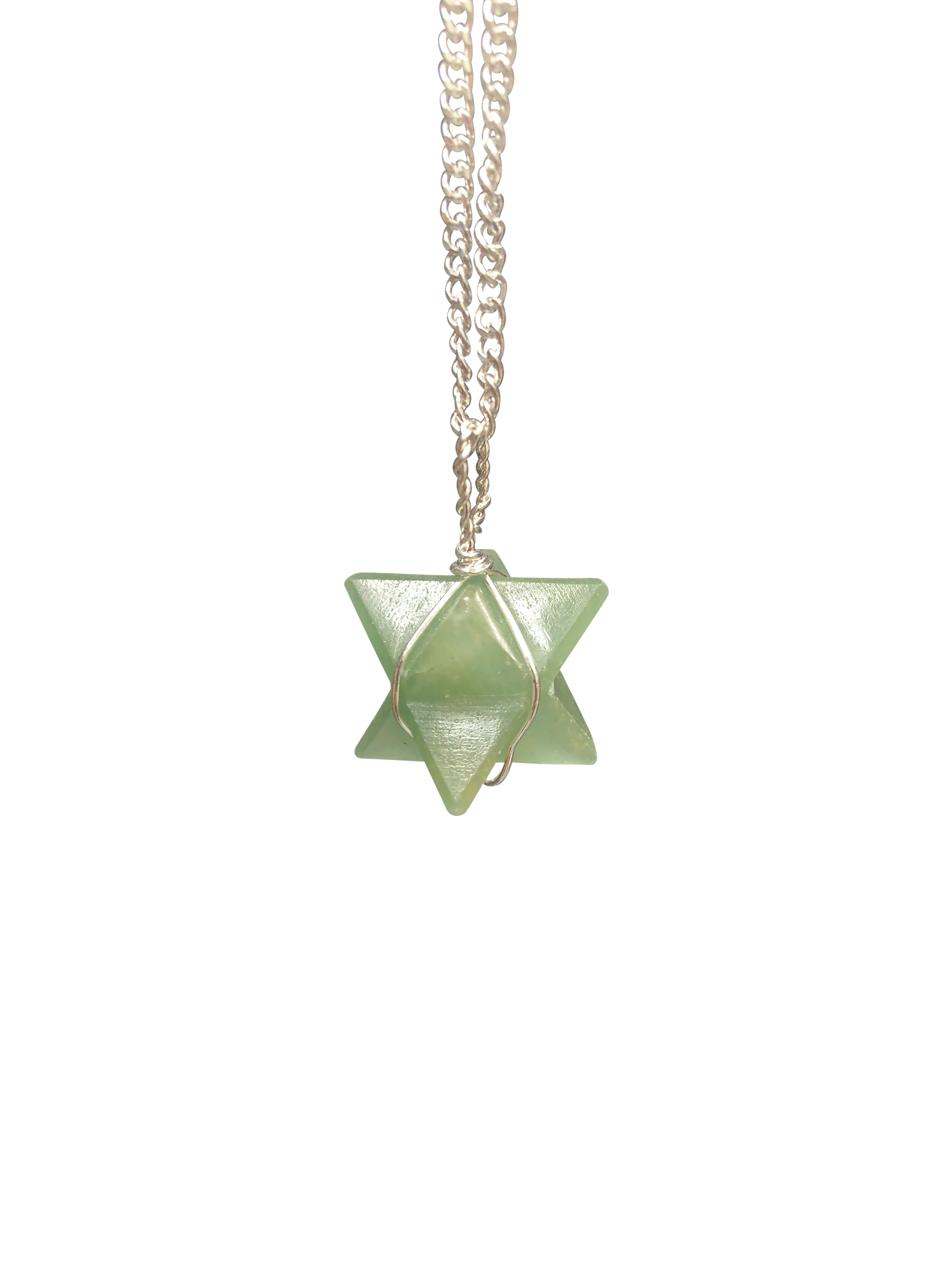 Green Aventurine Merkaba Crystal Pendant Silver