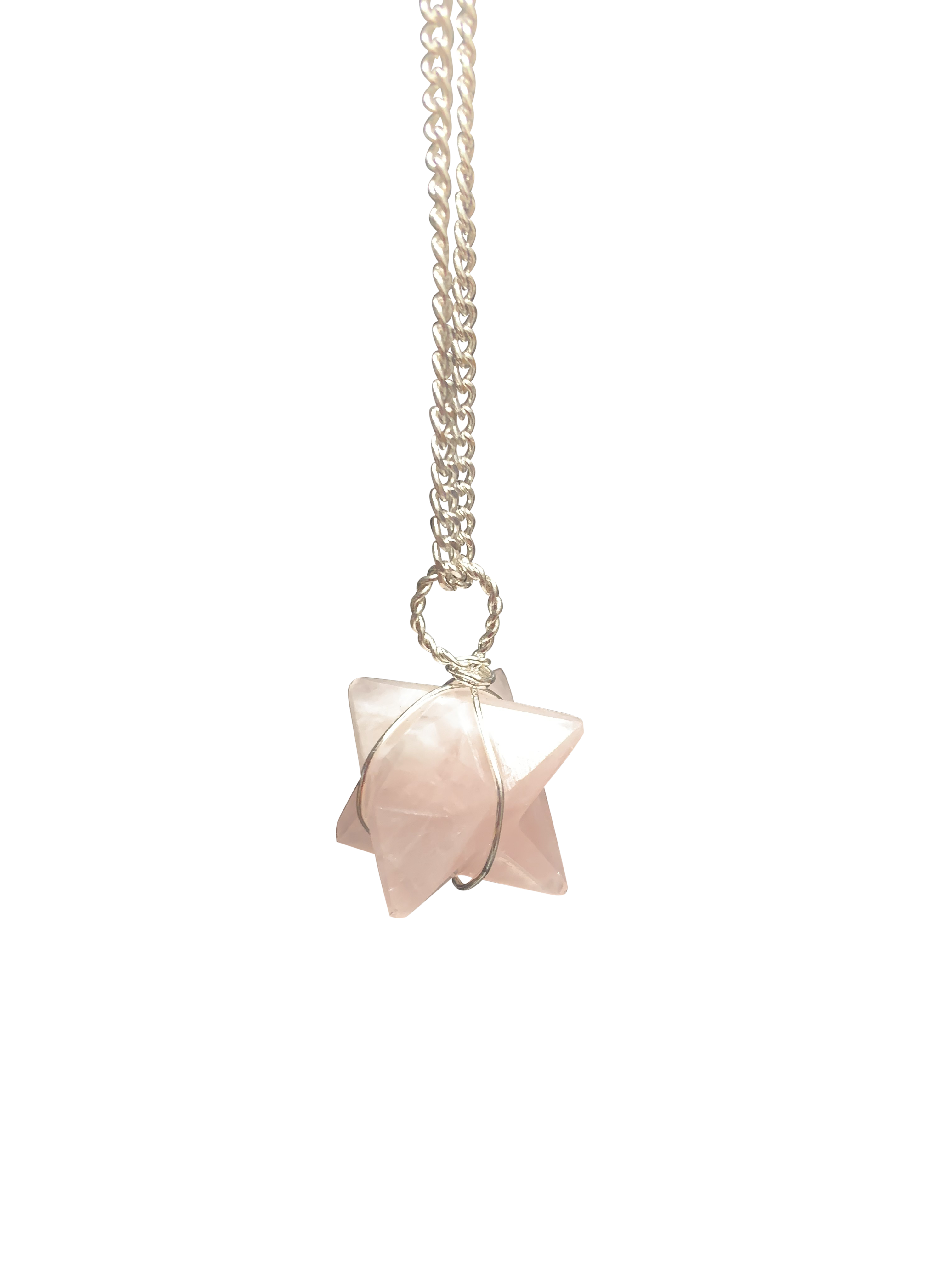 Rose Quartz Merkaba Crystal Pendant Silver