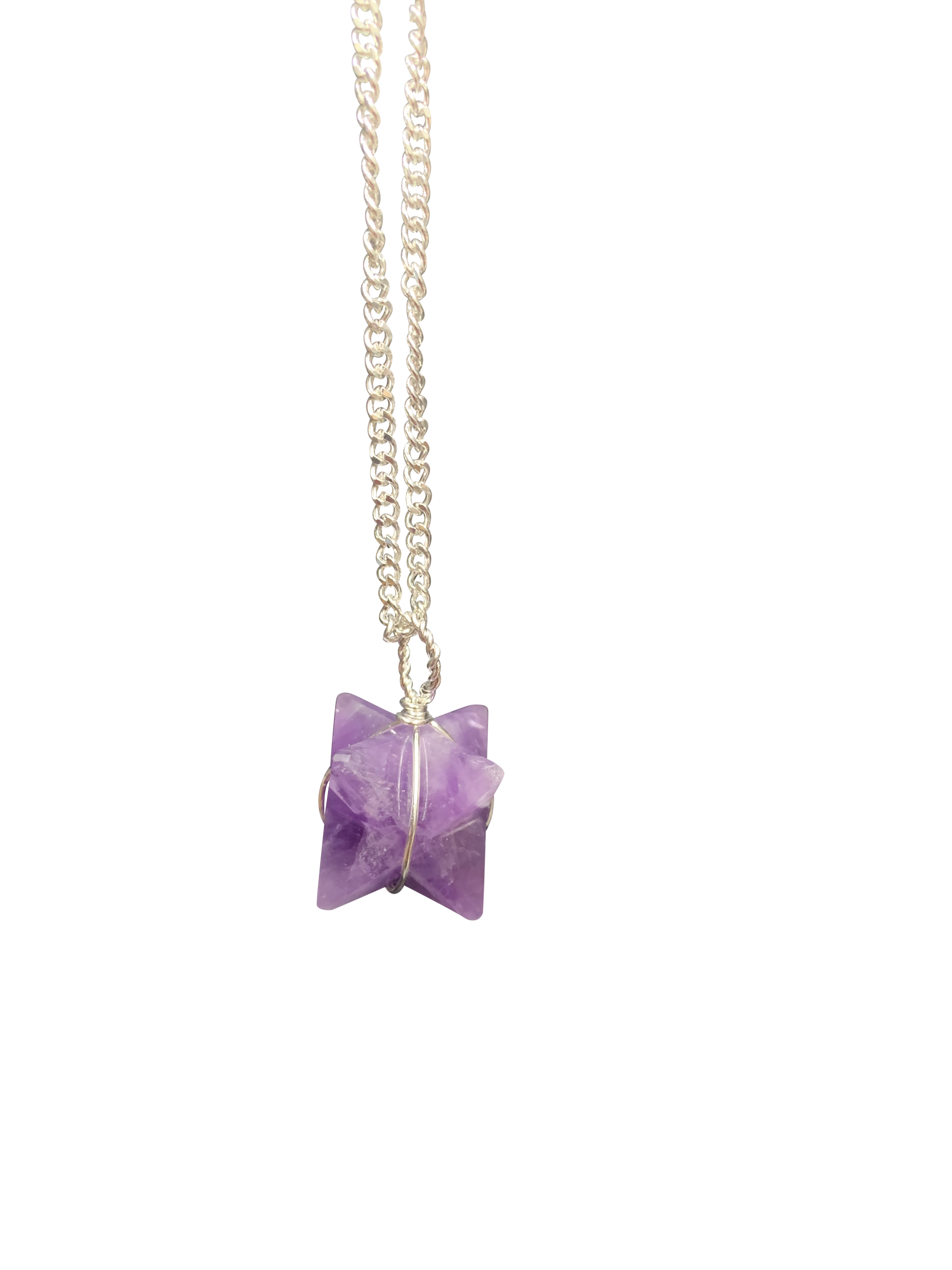 Amethyst Merkaba Crystal Pendant Silver