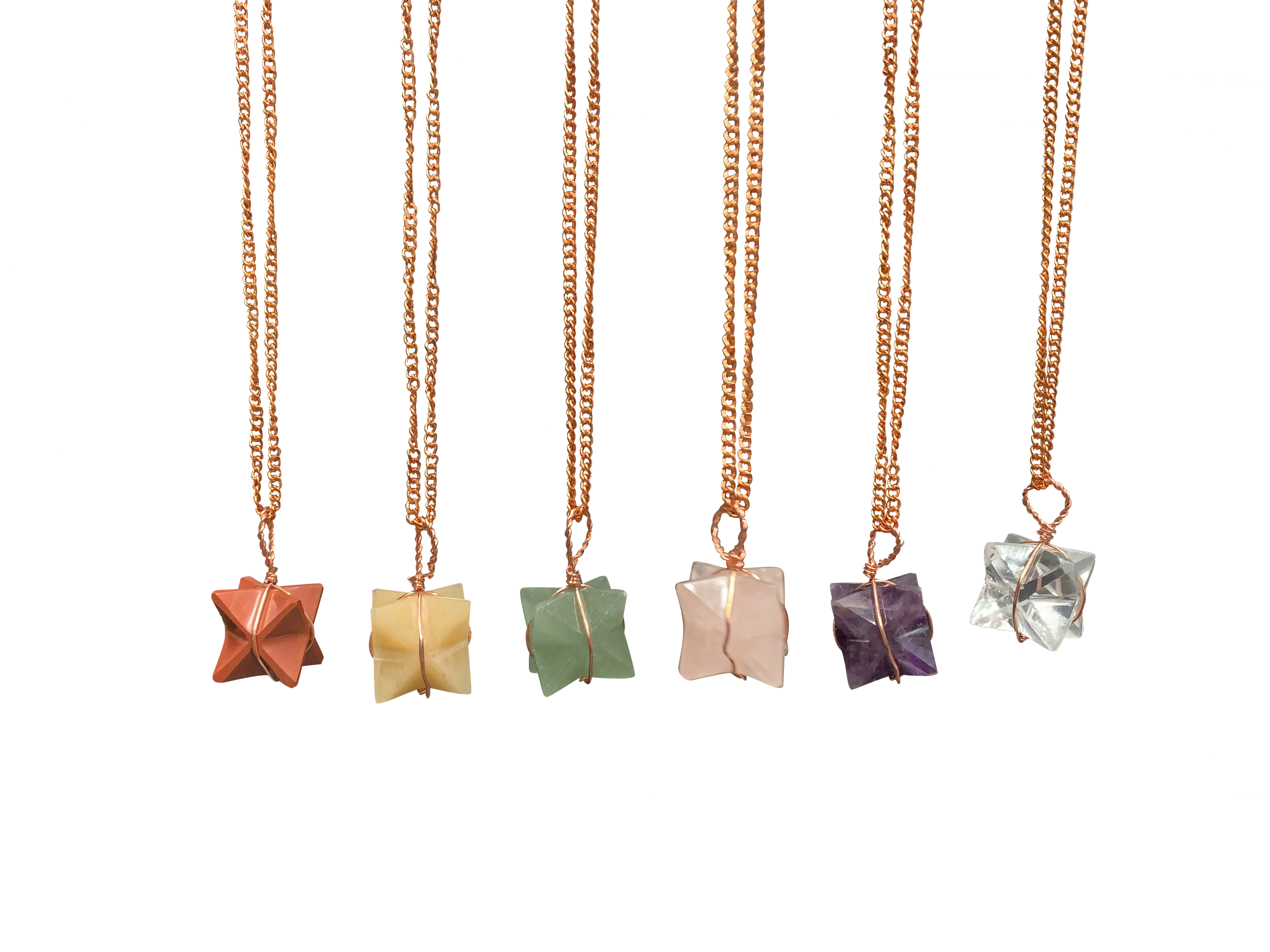 Green Aventurine Merkaba Crystal Pendant Copper