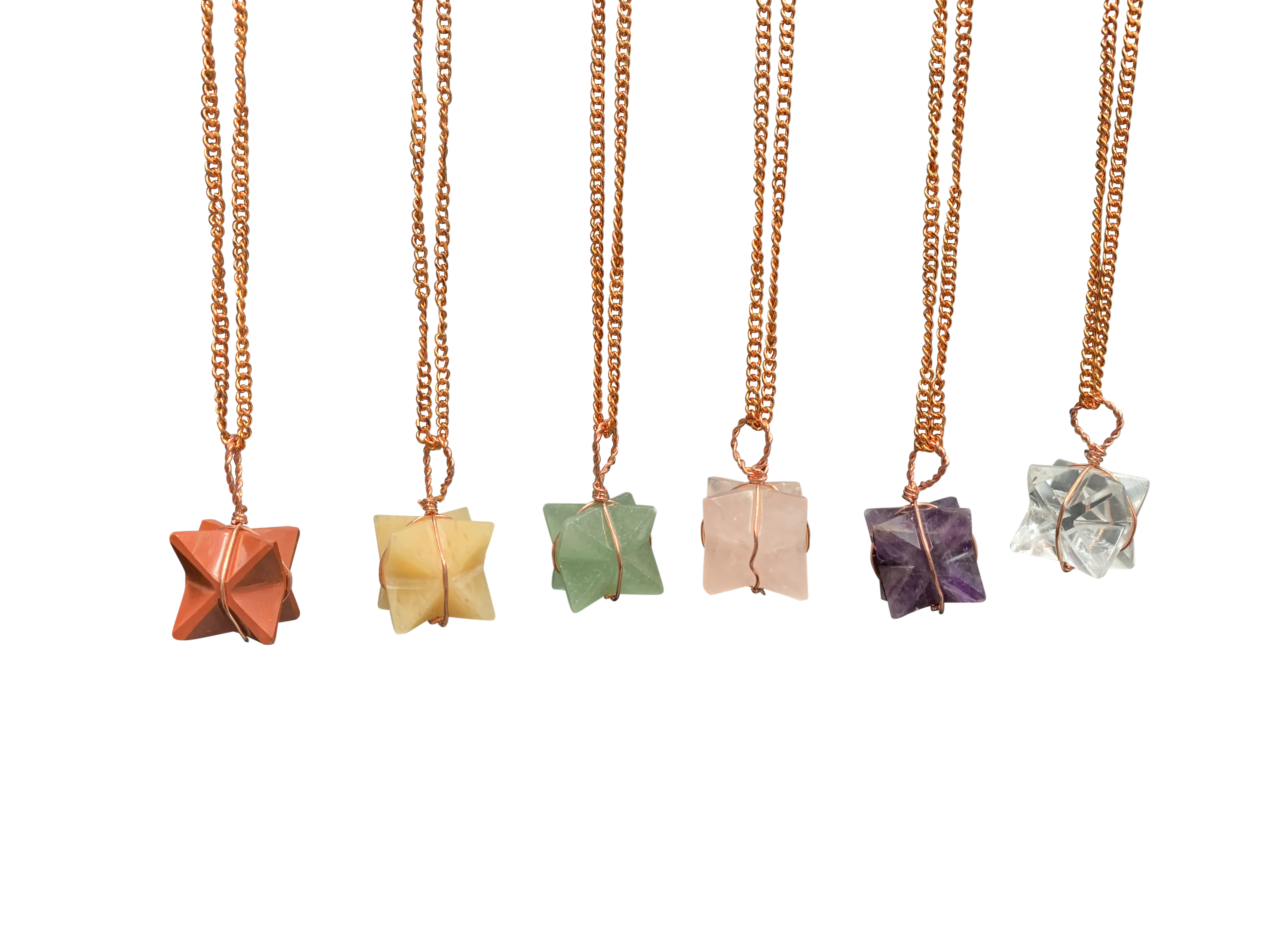 Rose Quartz Merkaba Crystal Pendant Copper