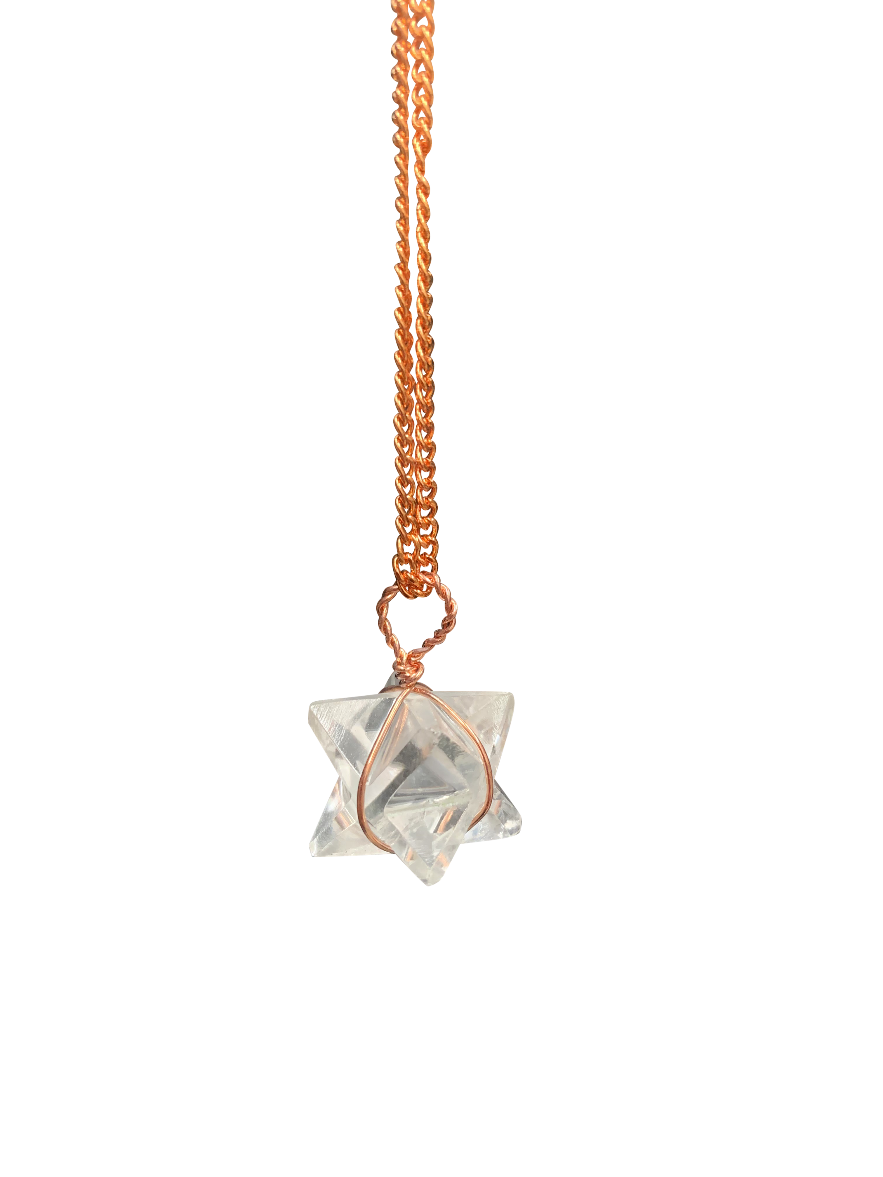 Clear Quartz Merkaba Crystal Pendant Copper