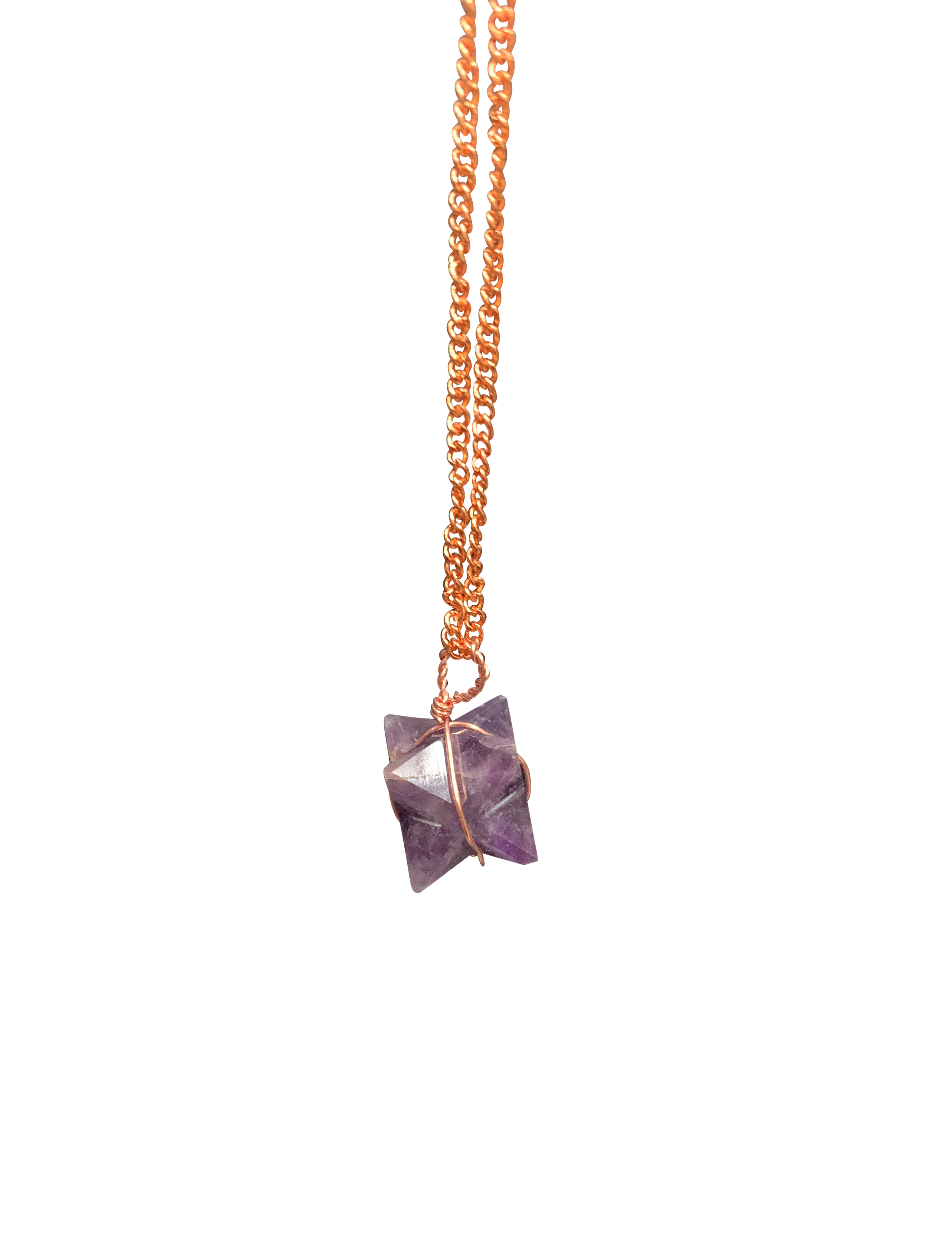 Amethyst Merkaba Crystal Pendant Copper