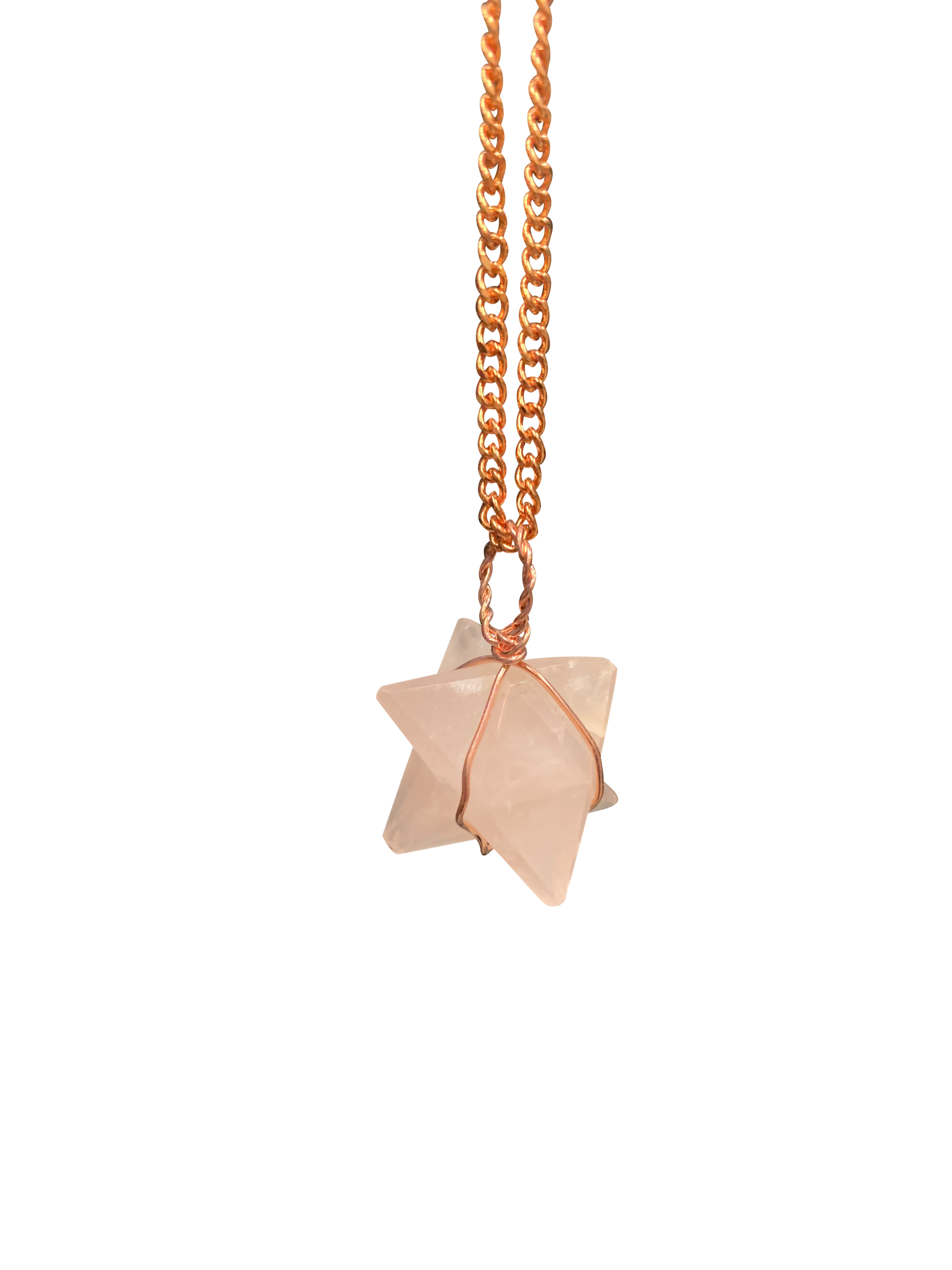 Rose Quartz Merkaba Crystal Pendant Copper