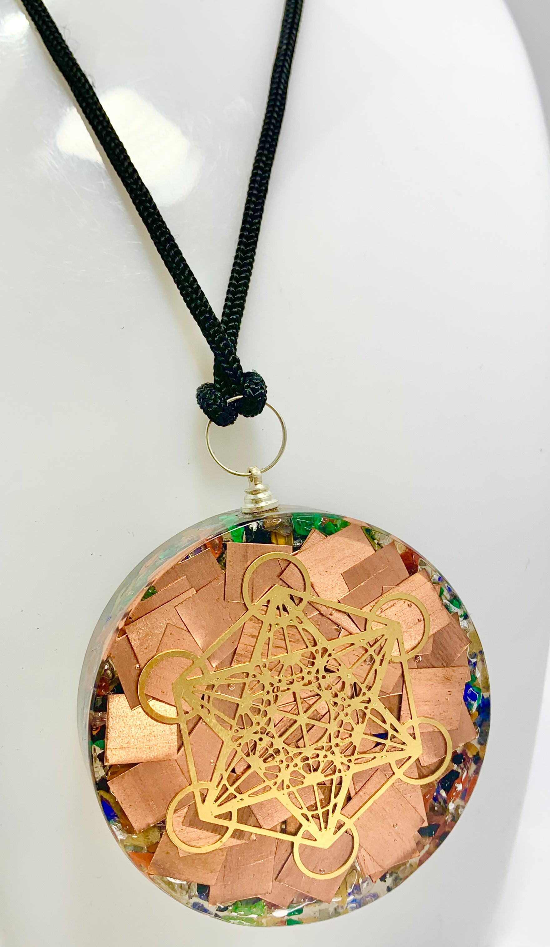 Copper Plate Metatron Cube Sacred Geometry Pendant