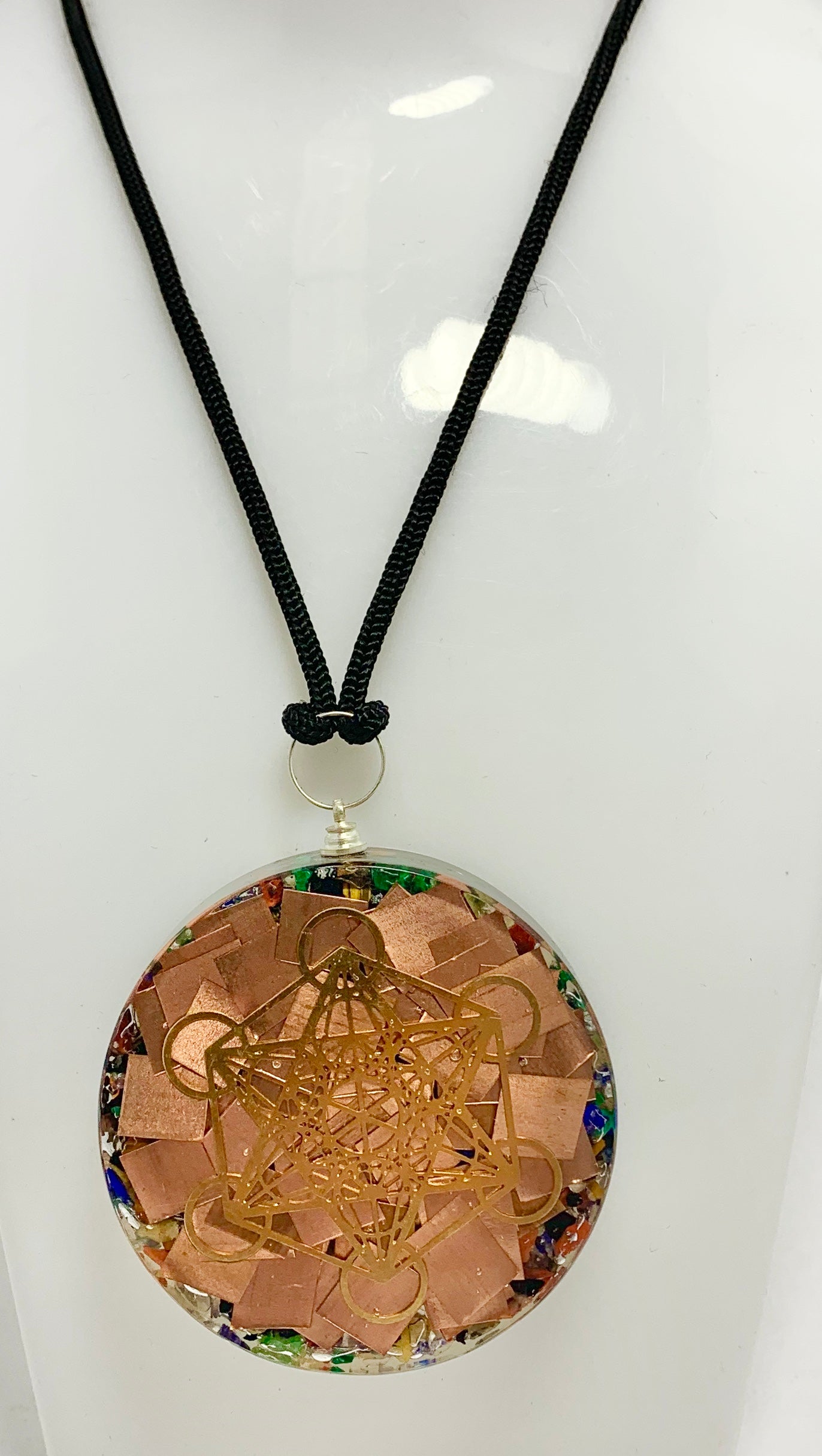Copper Plate Metatron Cube Sacred Geometry Pendant