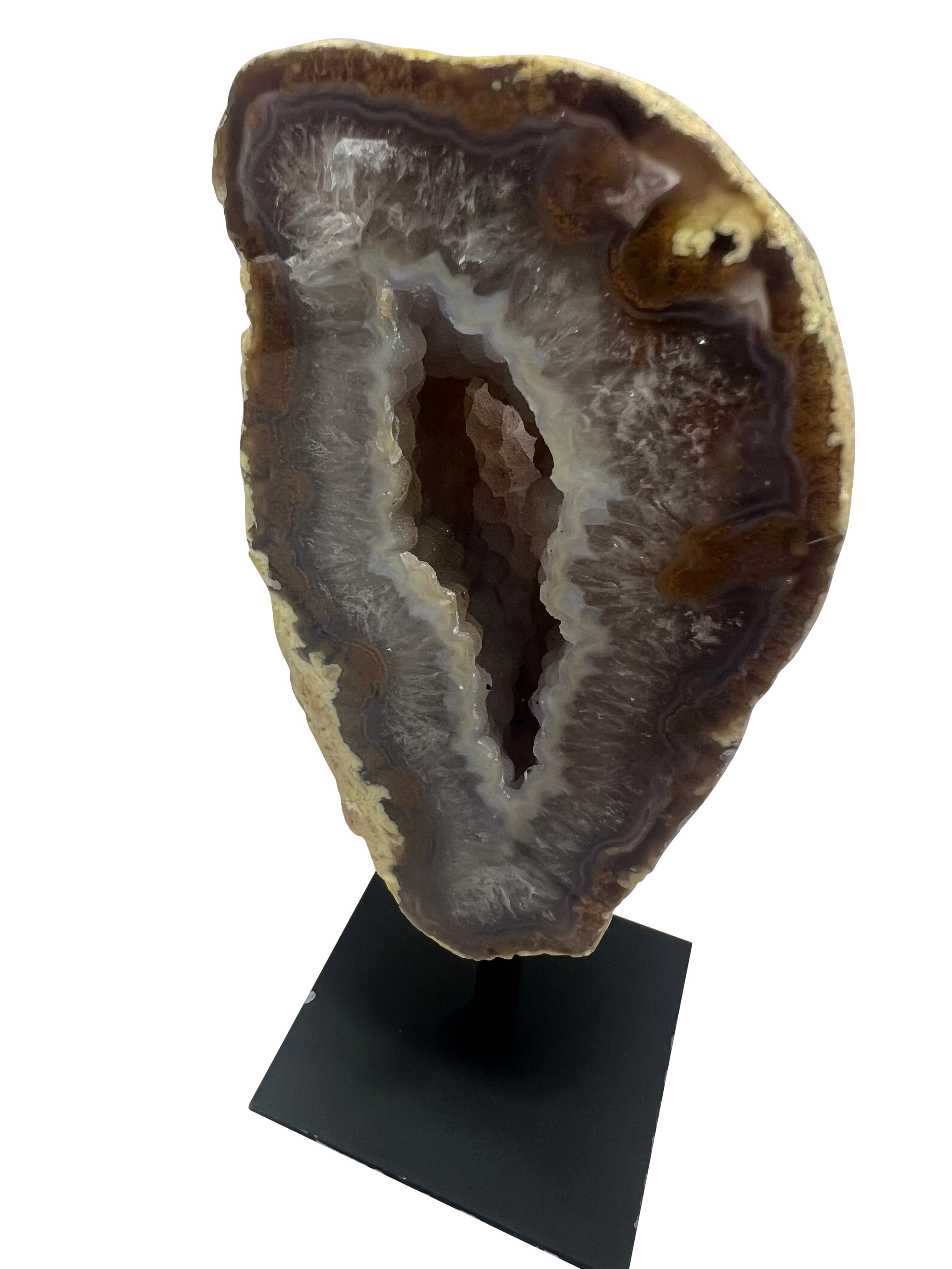 Agate Geode on Metal Stand - A