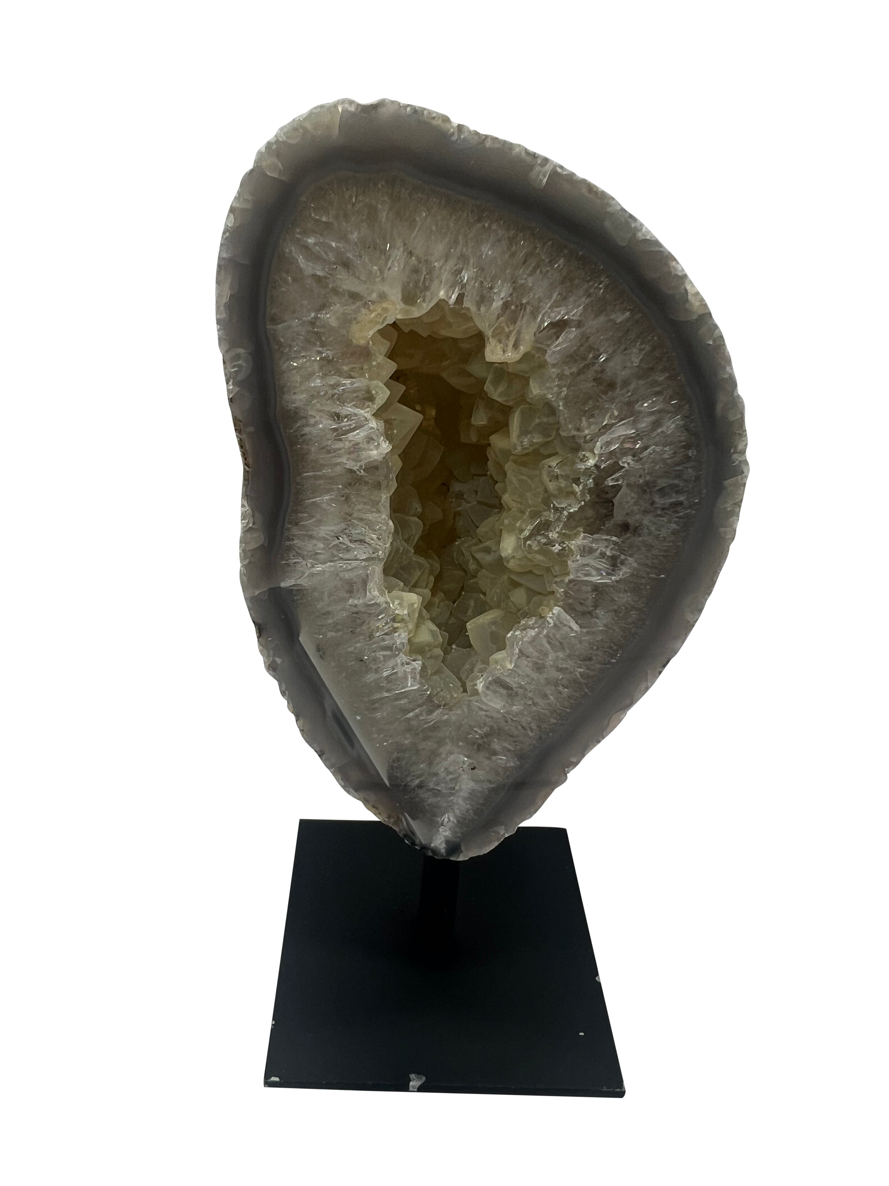 Agate Geode on Metal Stand - E