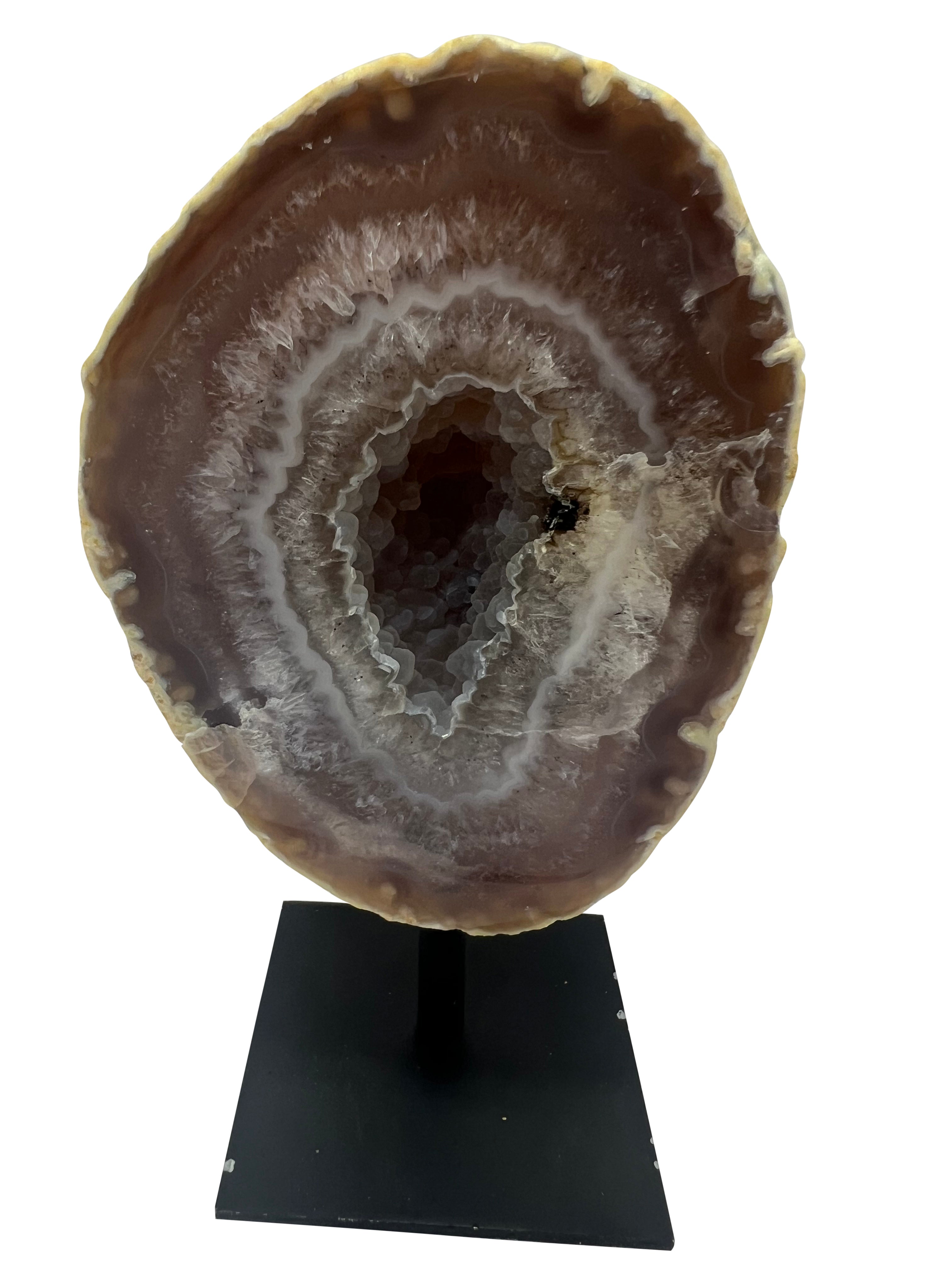 Agate Geode on Metal Stand - J