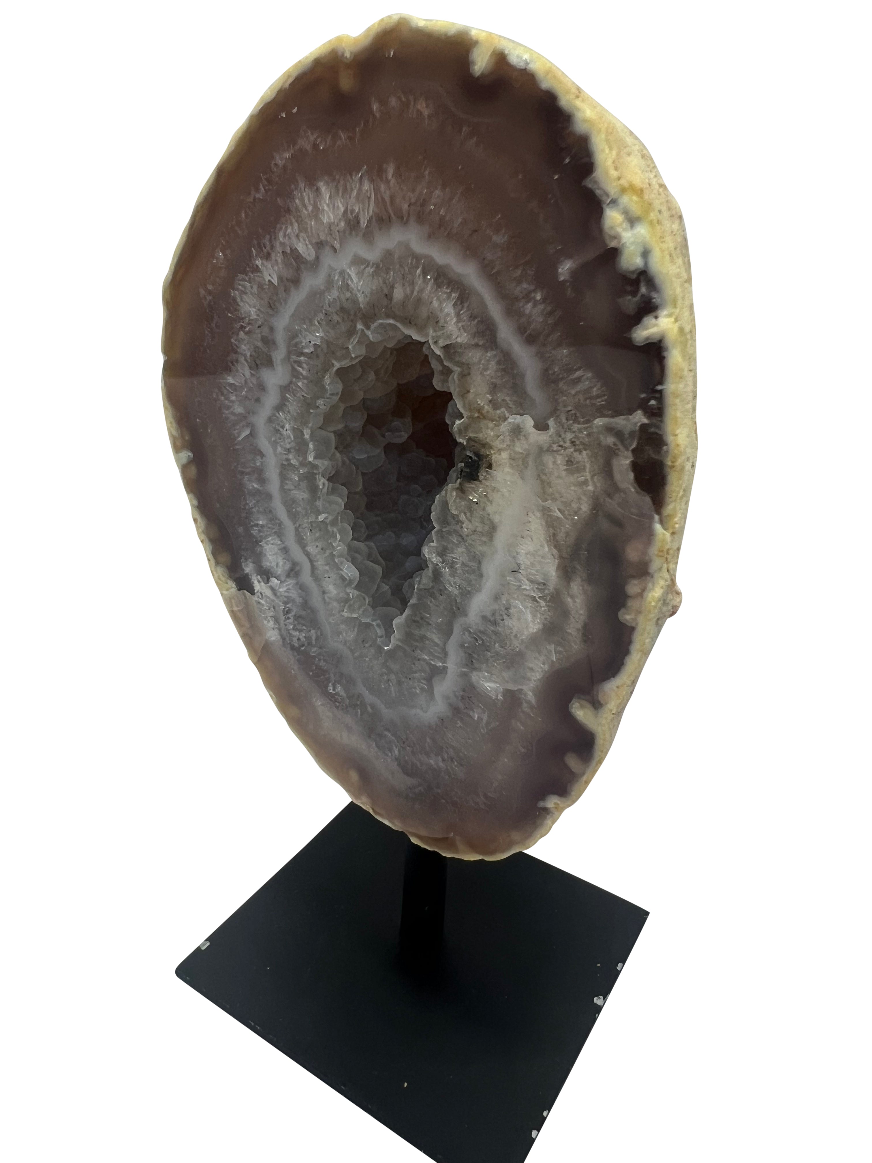 Agate Geode on Metal Stand - J