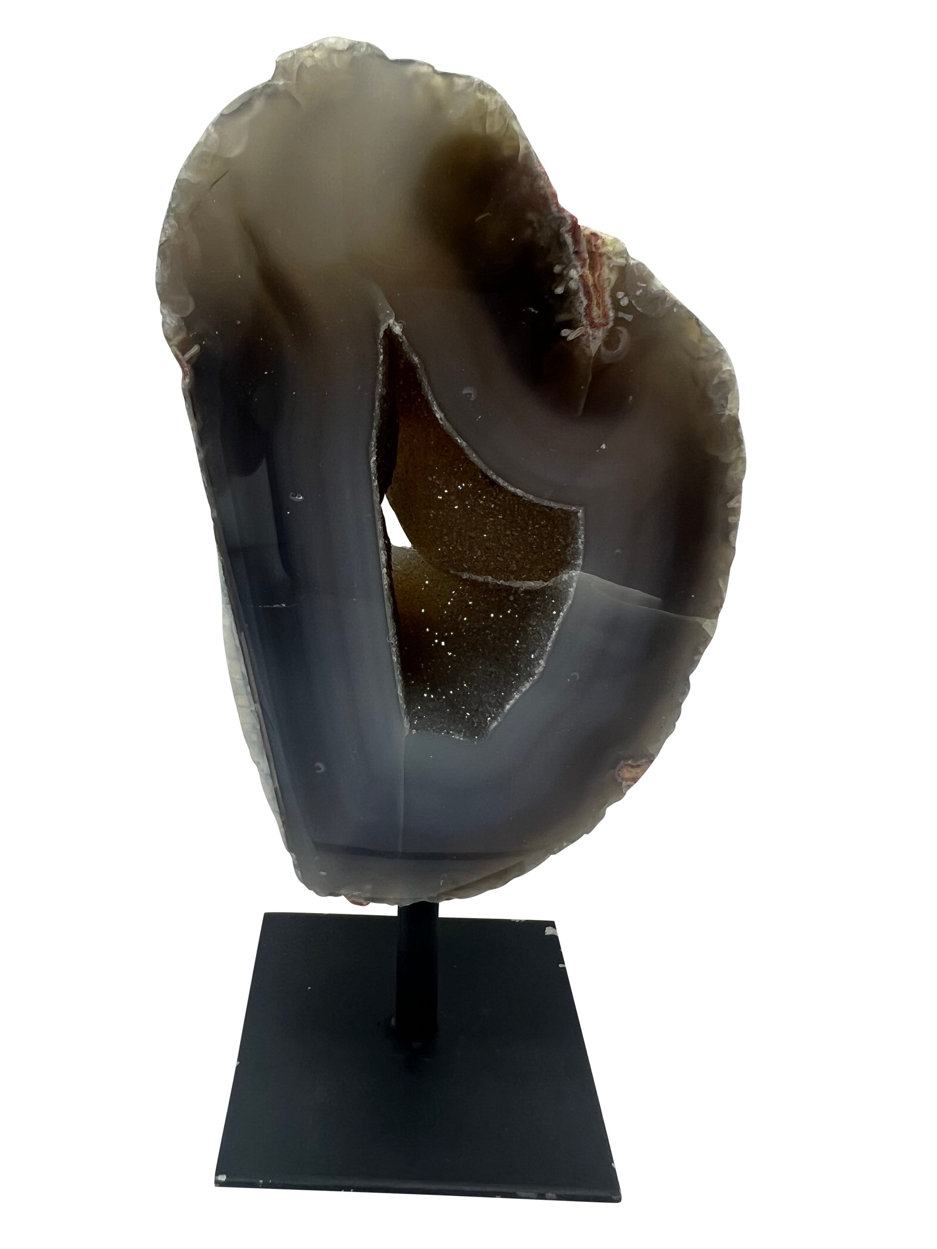 Agate Geode on Metal Stand - L
