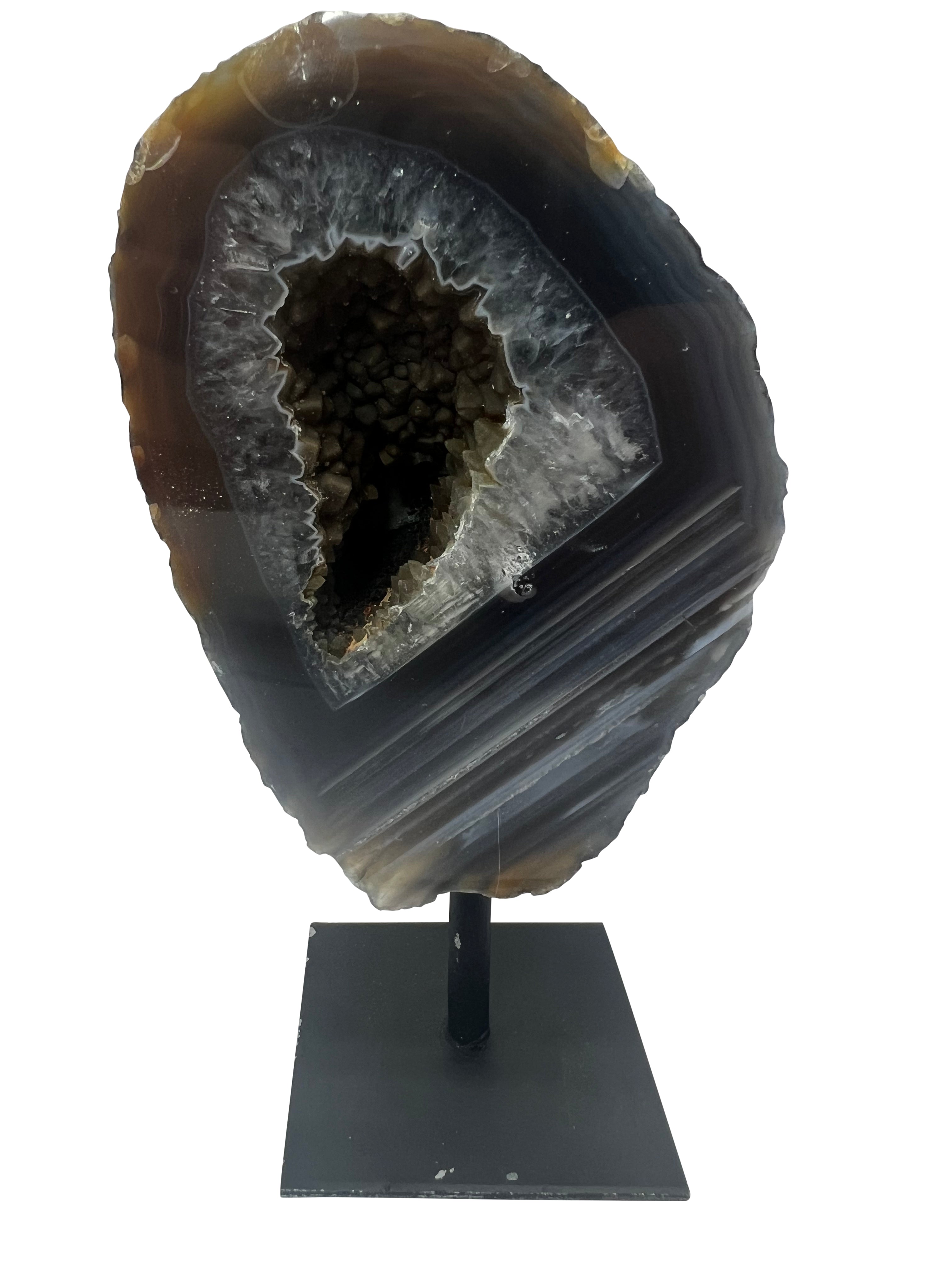 Agate Geode on Metal Stand - M