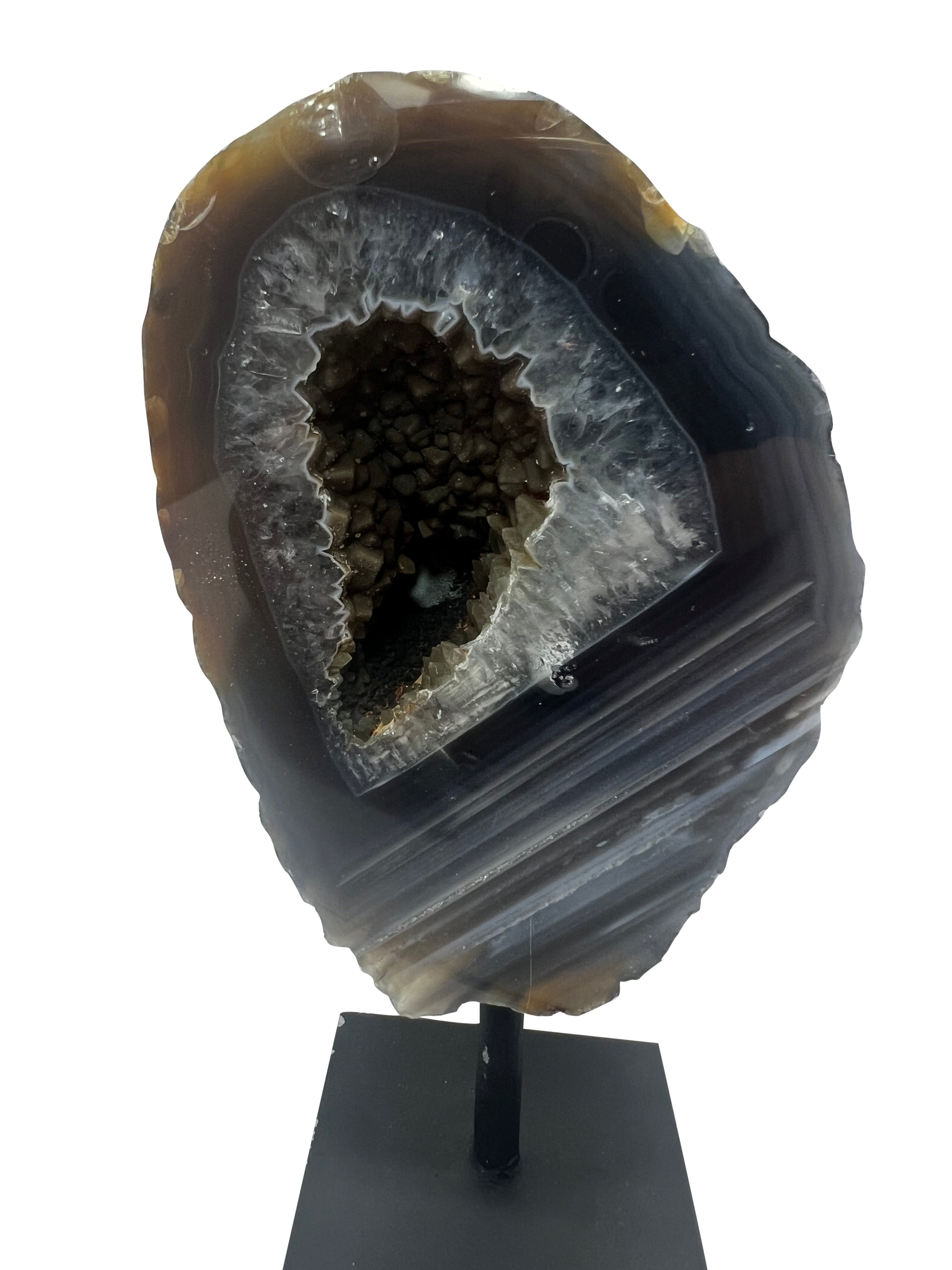 Agate Geode on Metal Stand - M