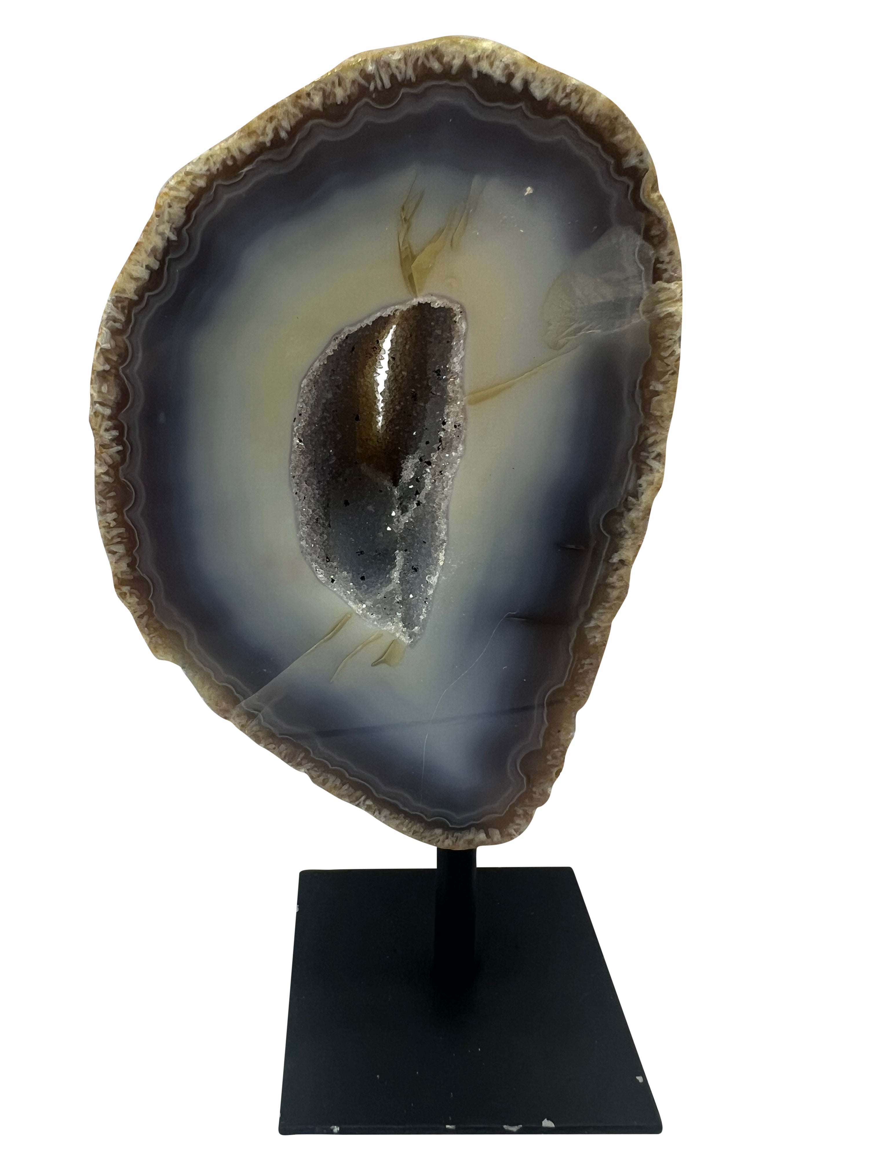 Agate Geode on Metal Stand - N