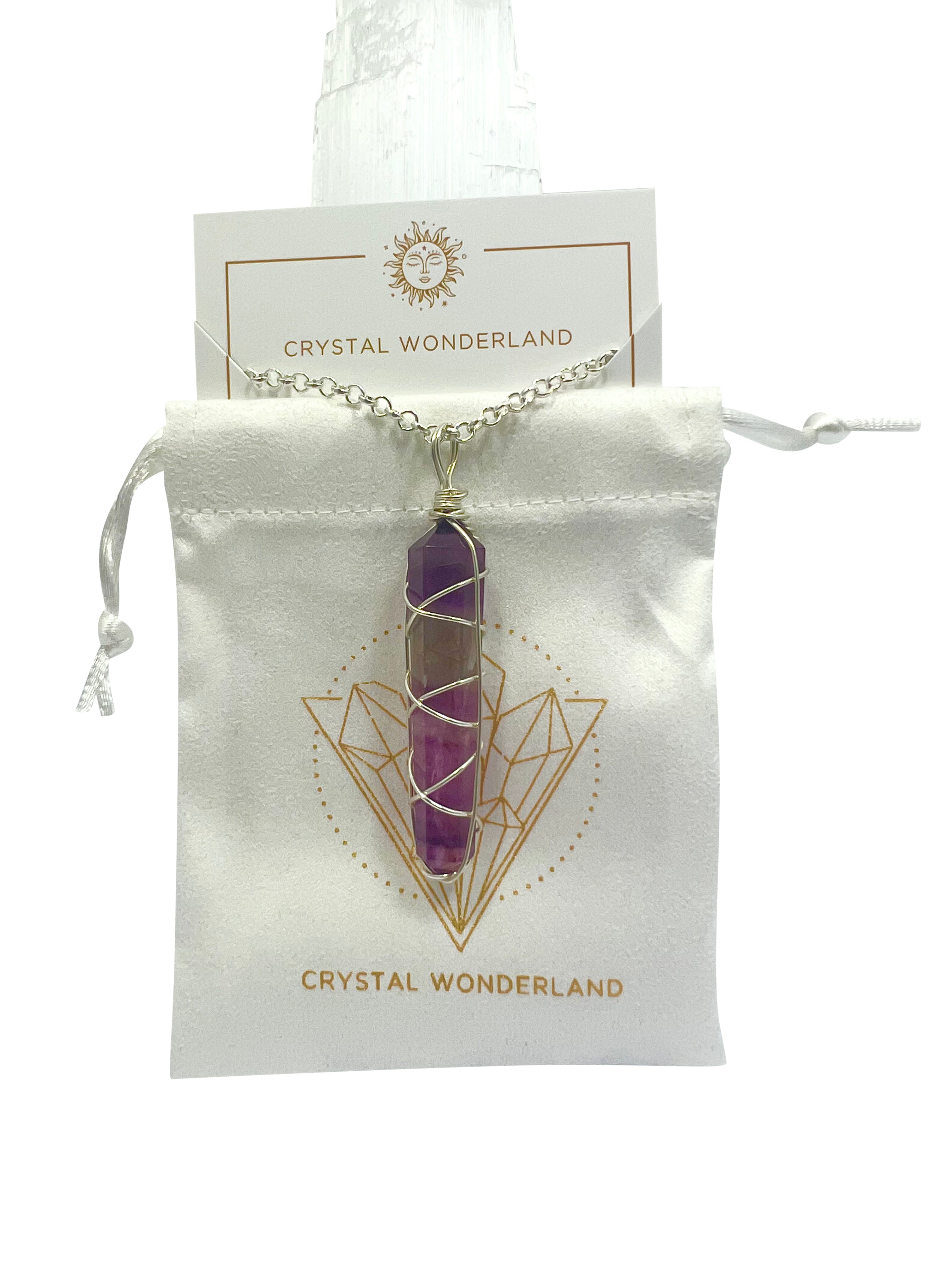 AAA Double Terminated Purple Fluorite Pendant Silver