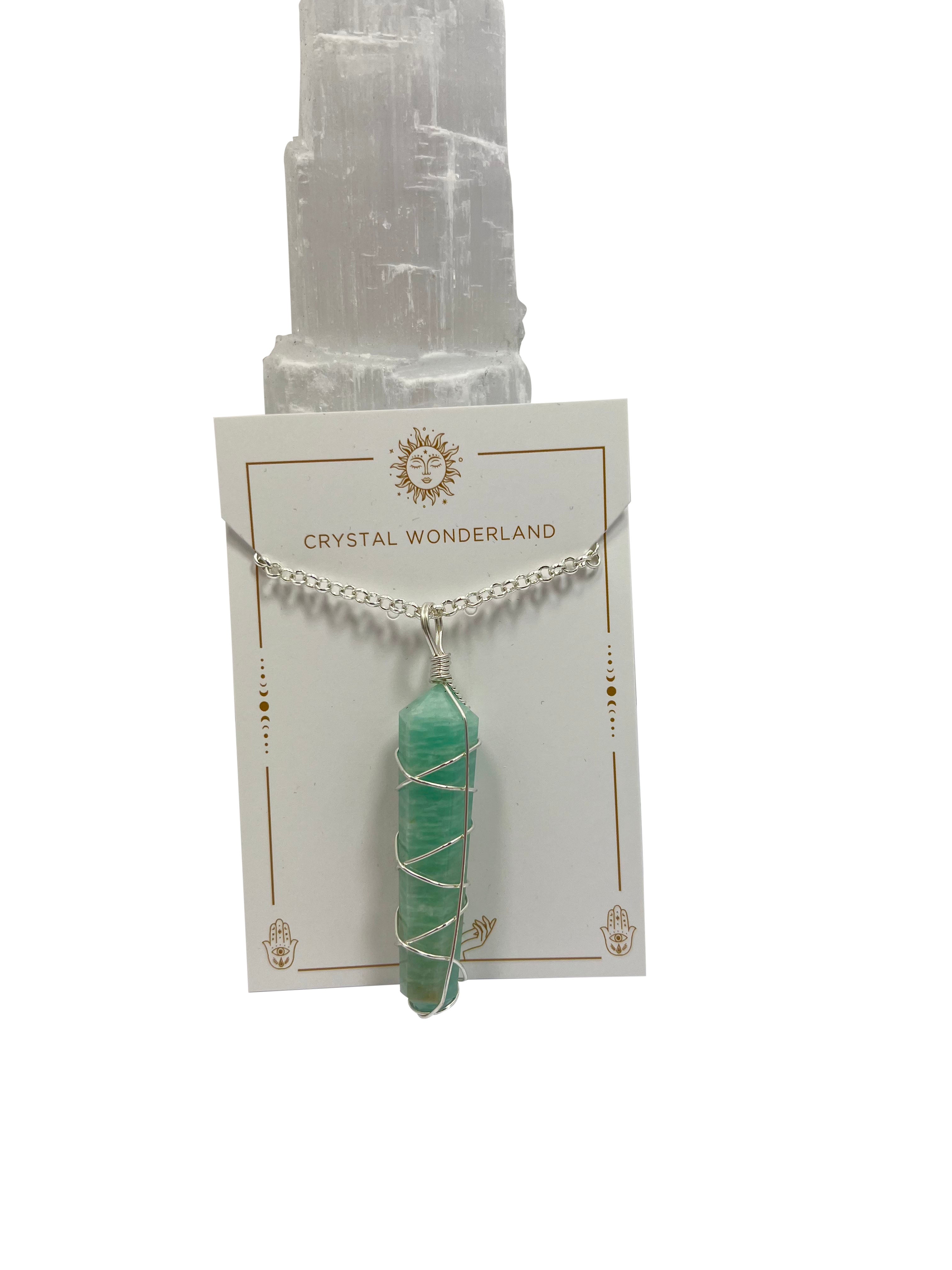 Double Terminated Amazonite Silver Pendant