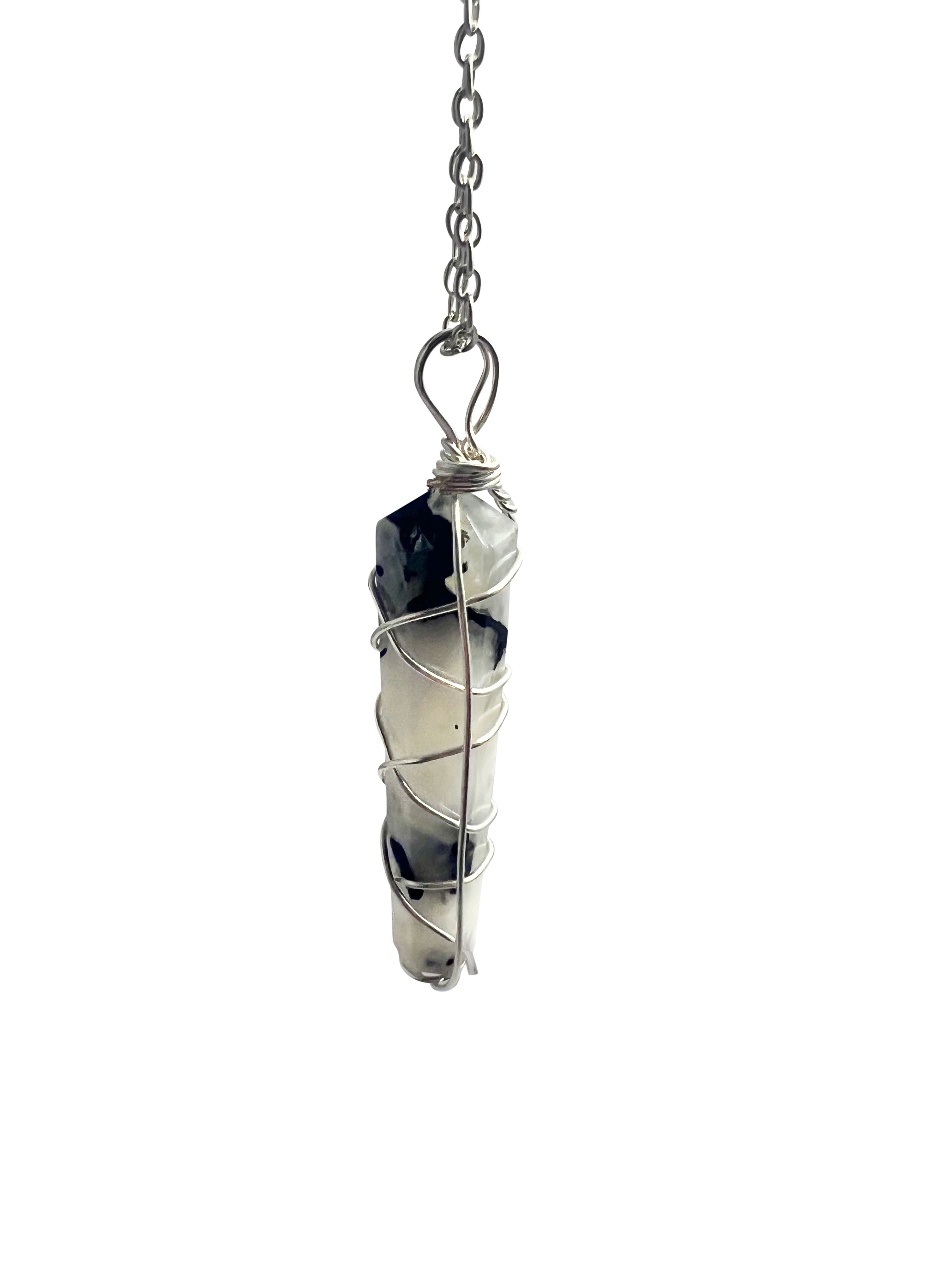 Double Terminated Raibow Moonstone Pendant Silver