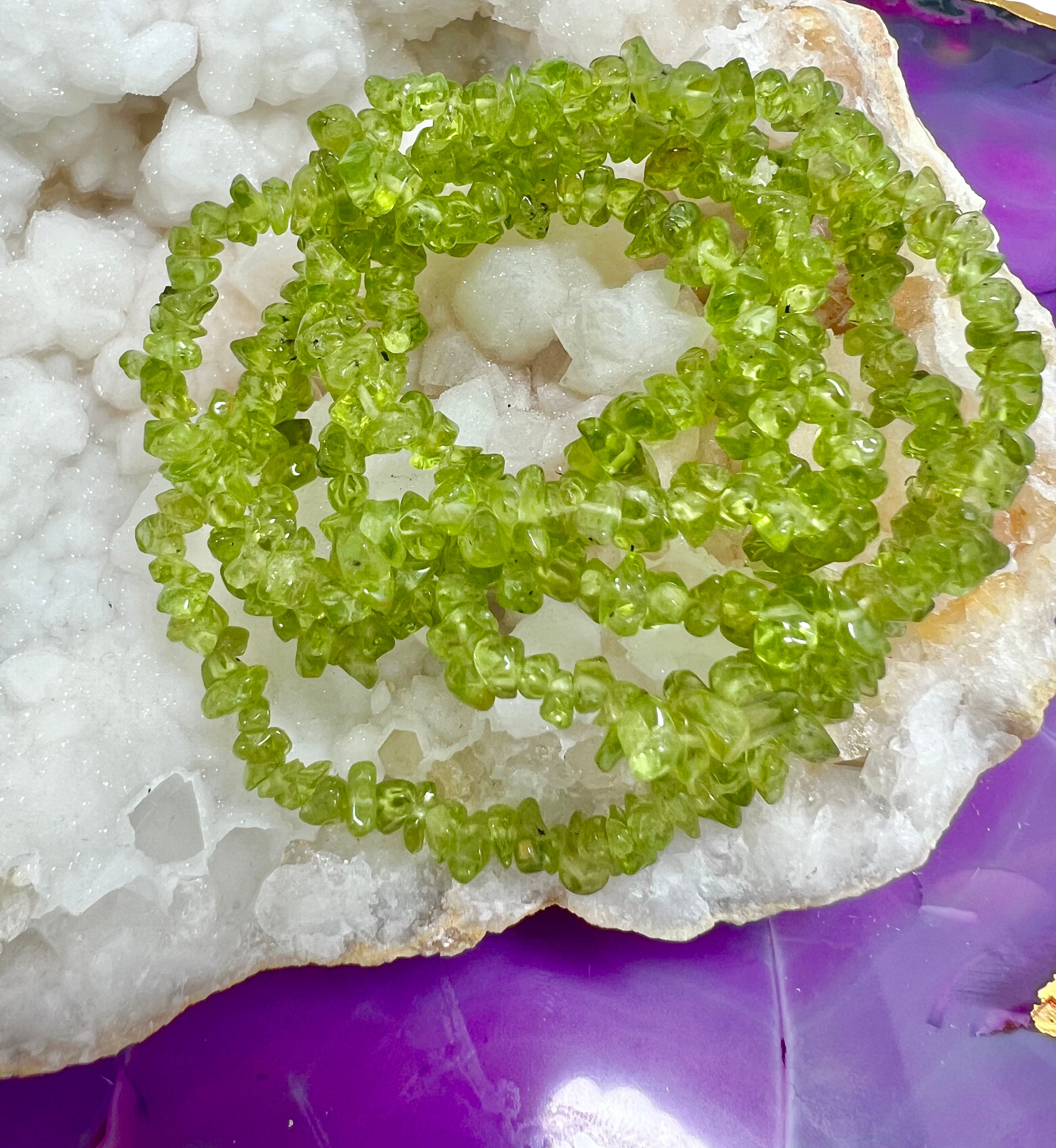 Peridot Crystal Chip Bracelet 