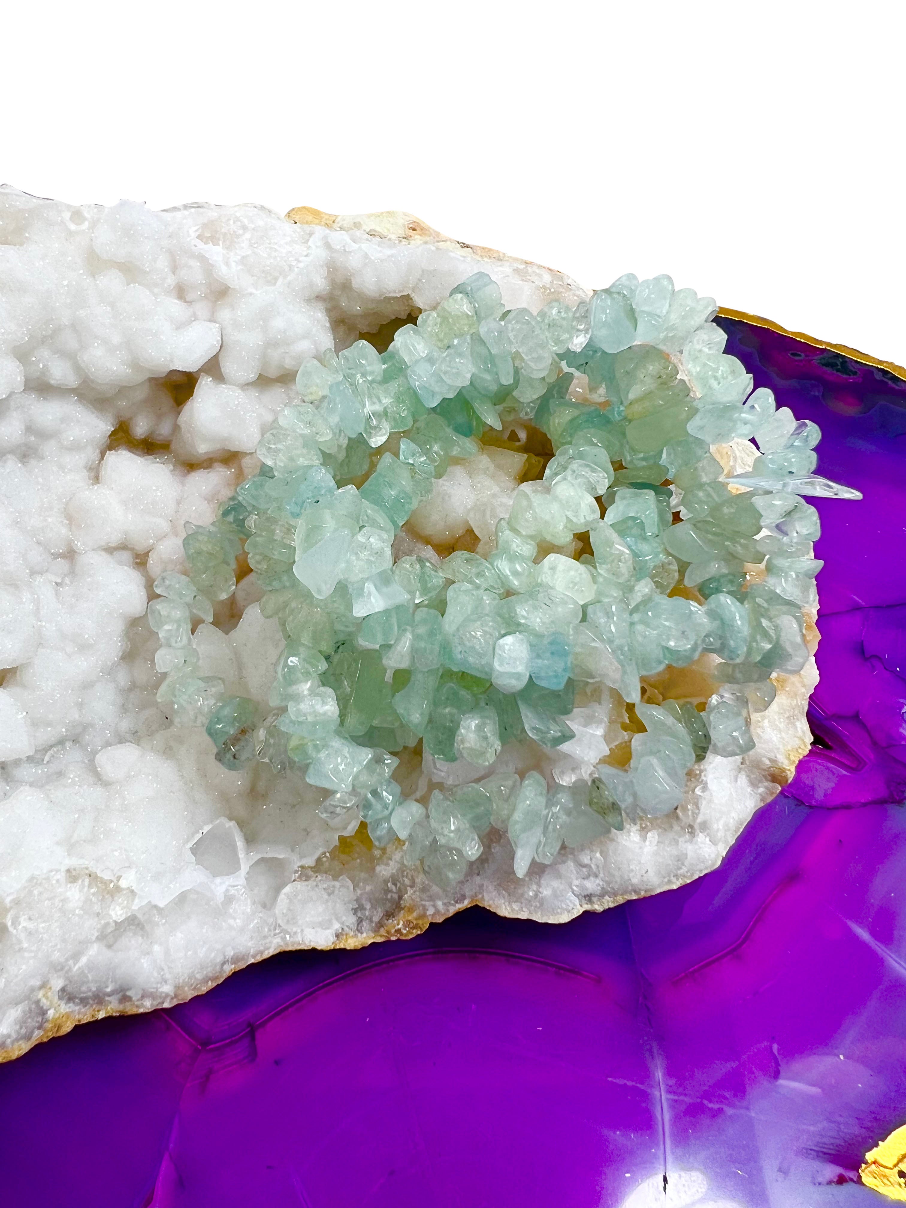 5x Aquamarine Crystal Chip Bracelet  Natural  Gemstone
