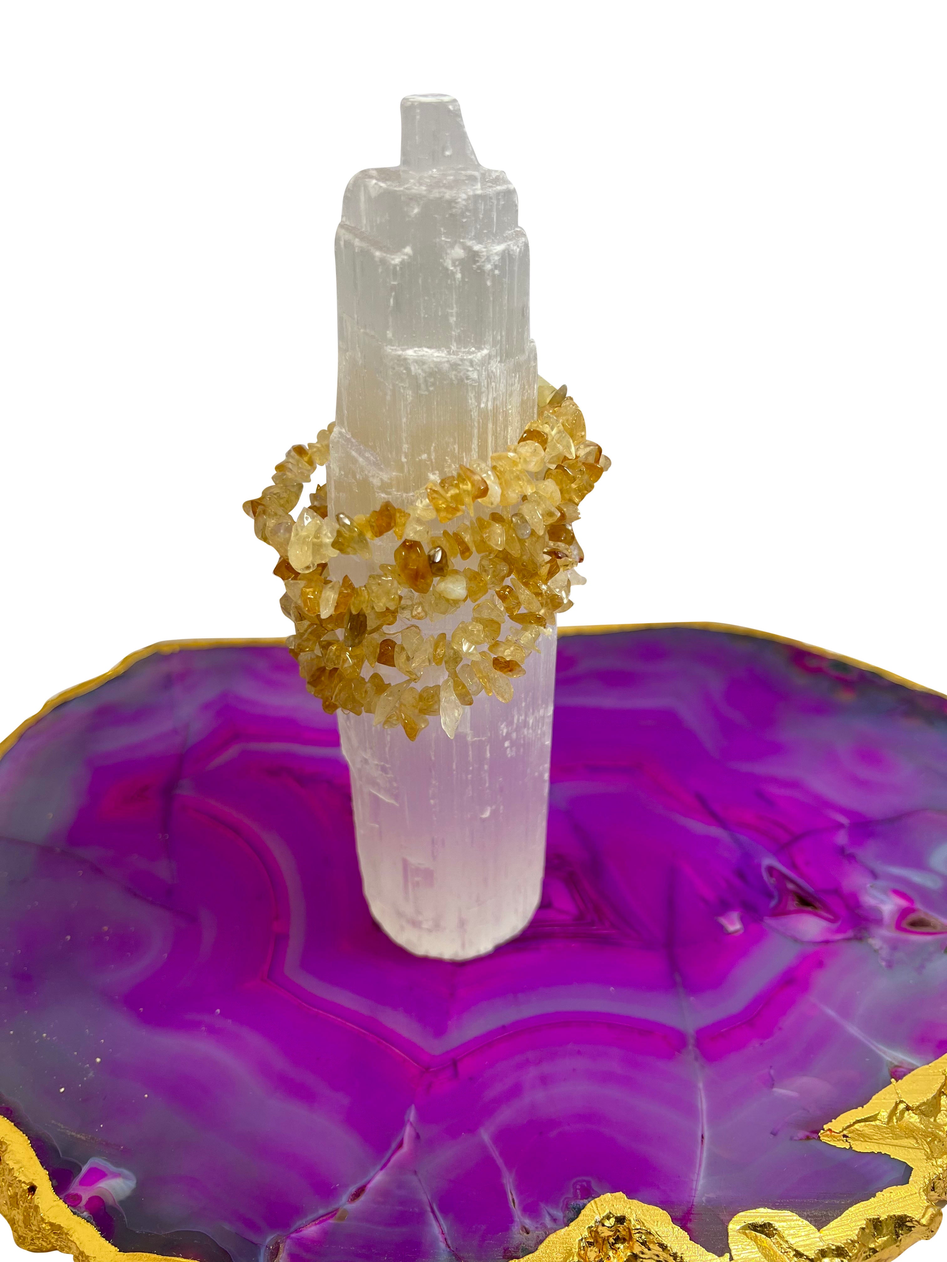 5x Citrine Crystal Chip Bracelet Set Natural  Gemstone