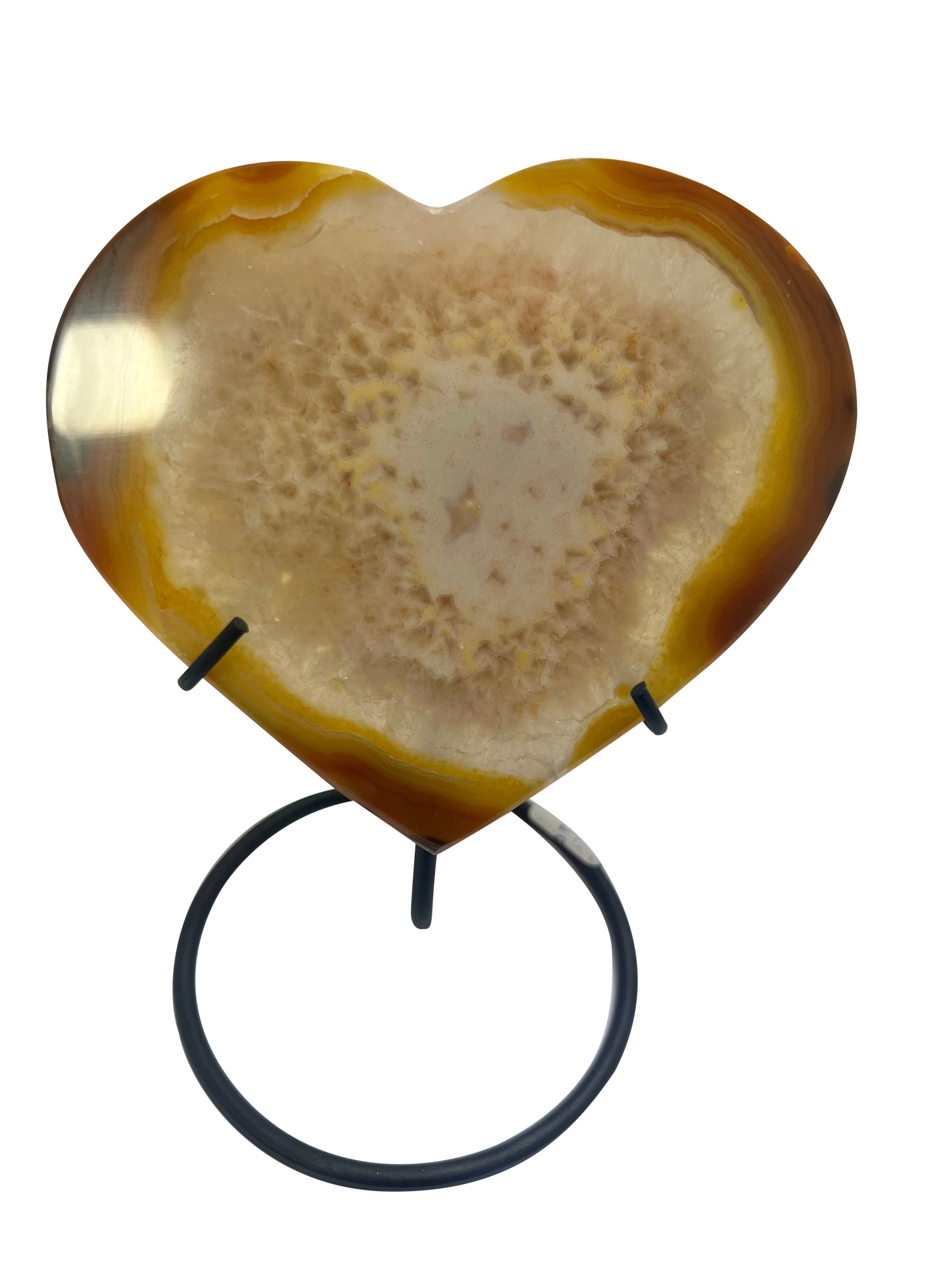 Heart Shaped Agate Slice on Stand - Model A