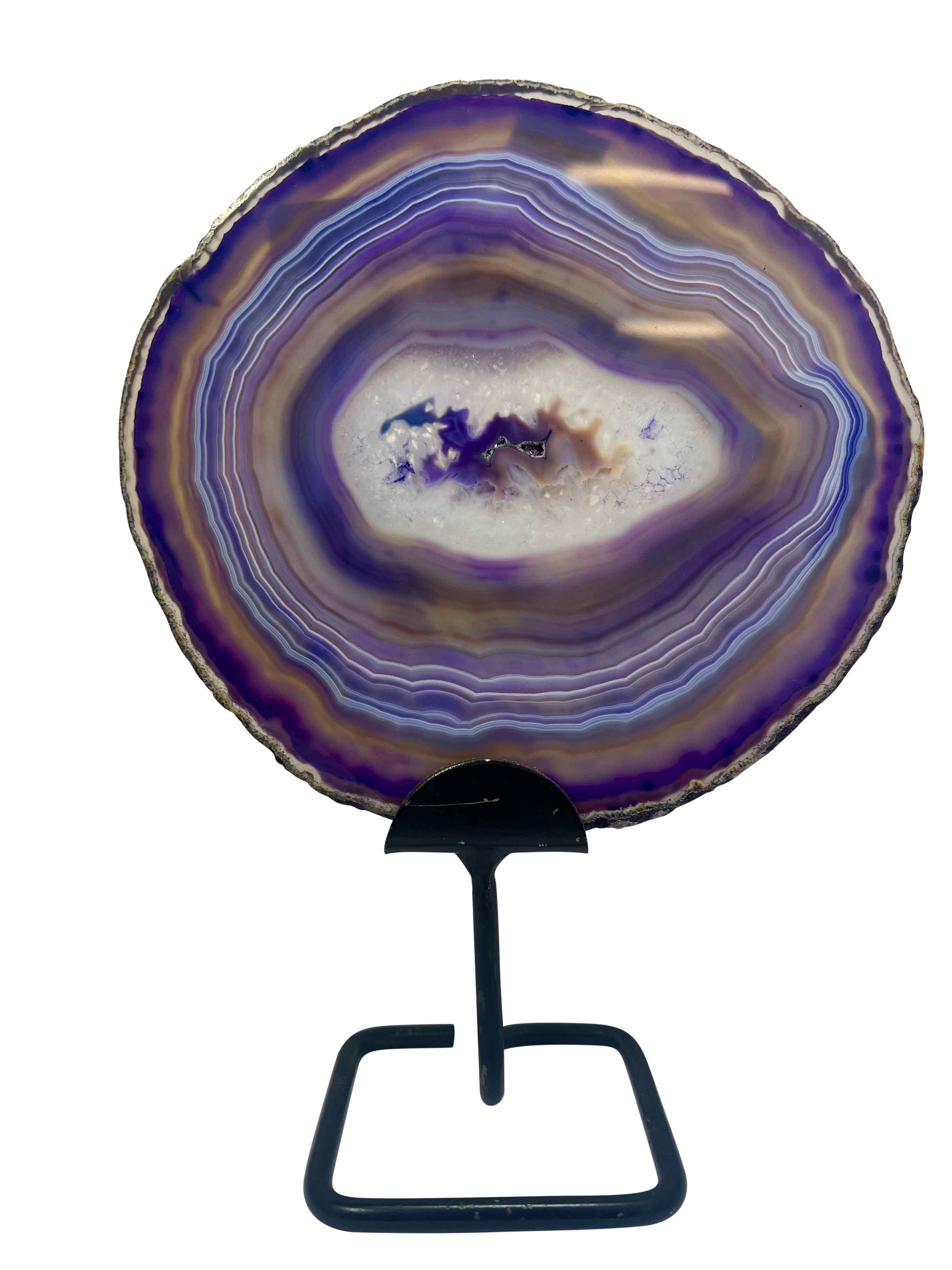 Purple Agate Slice on Stand - Model C